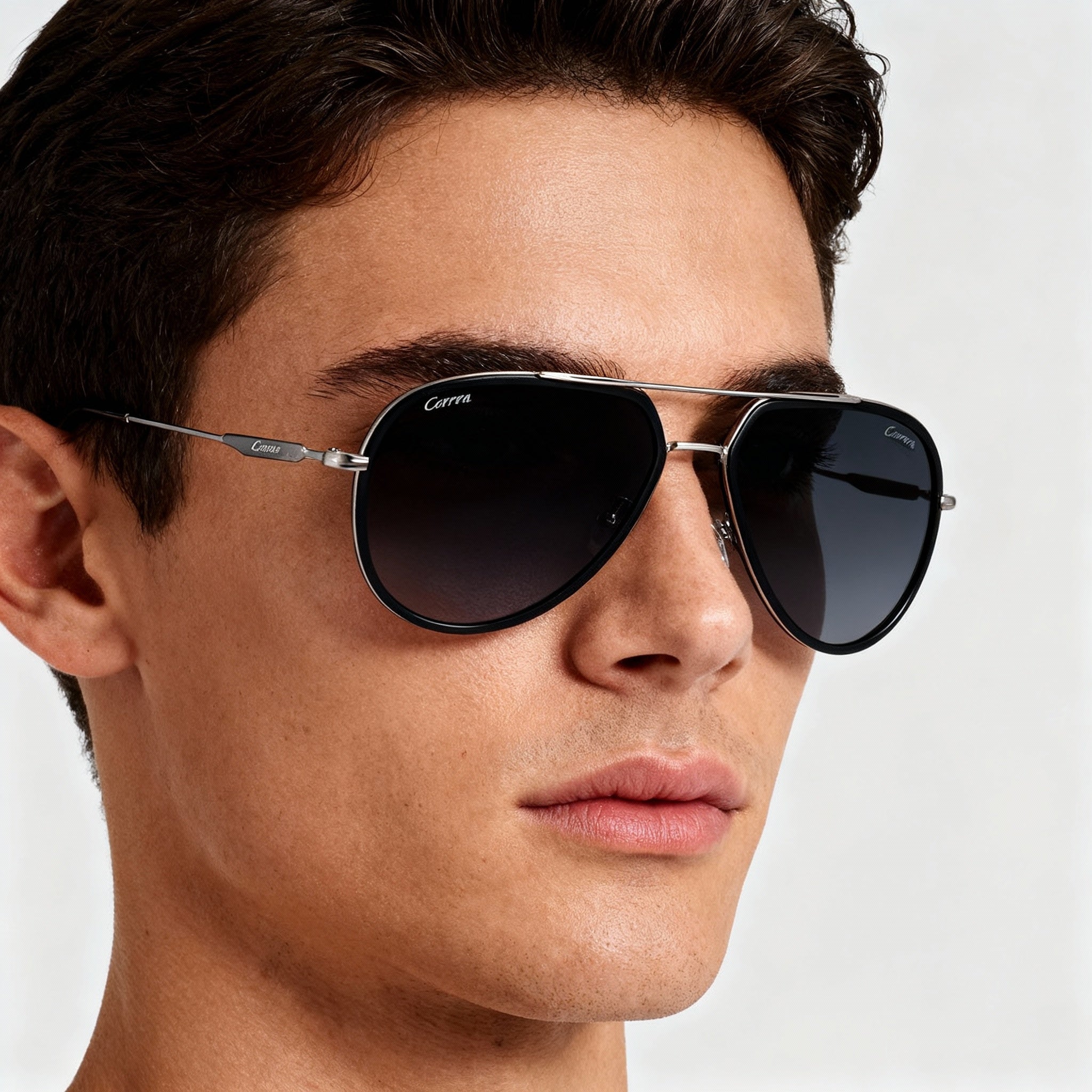 Carrera CARRERA 295/S Unisex Stainless Steel Sunglasses, Black Grey Shaded Frame, Dark Grey Shaded Lenses, 58mm, Photo 4