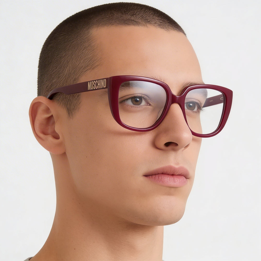 Moschino Mos622 Unisex Eyewear with a Multicolored Acetate Frame and Red Lenses, 53mm Lens Size