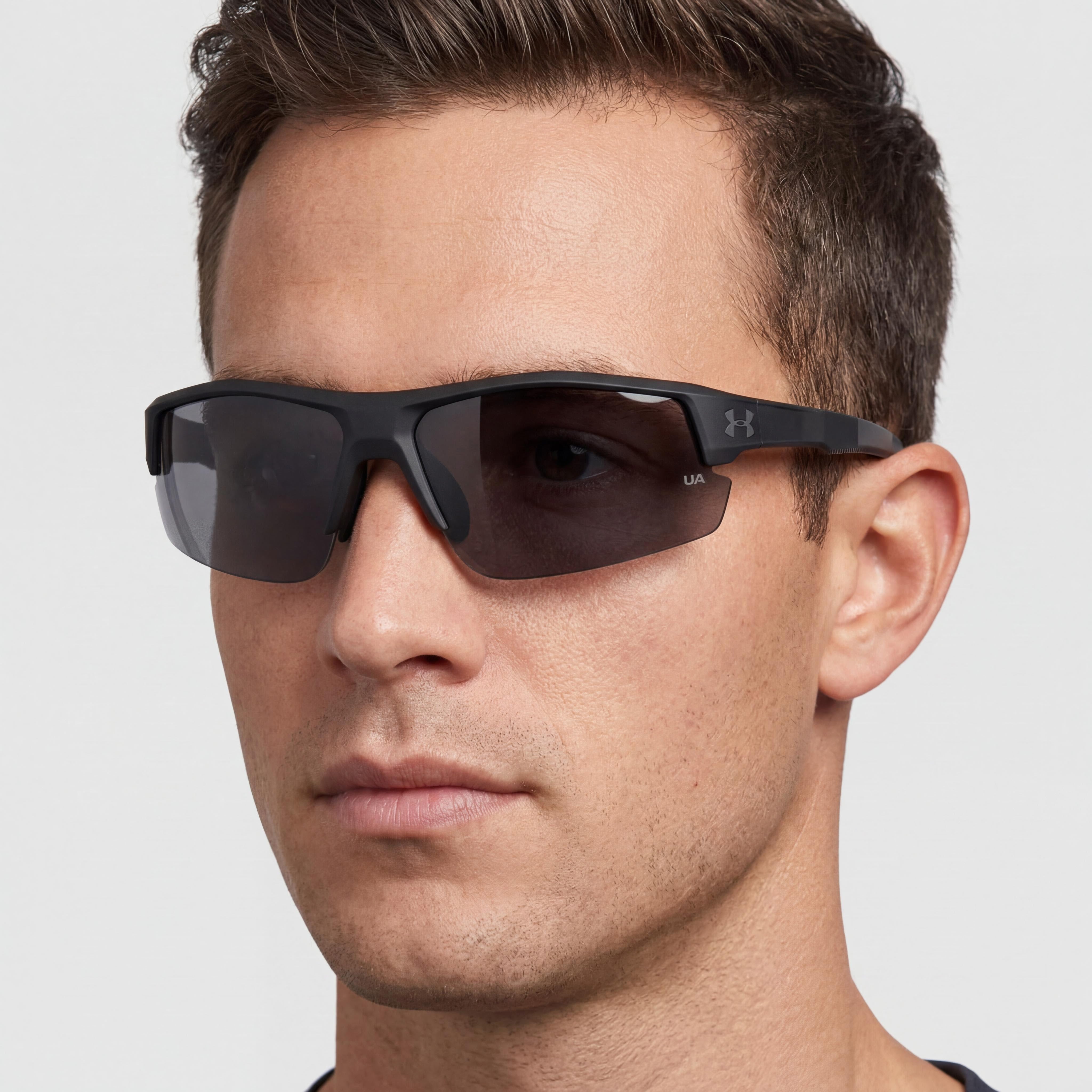 Under Armour Men's Sports Sunglasses Matte Black Oleophobic Grey Non-Polarized Polyamide 80mm UV Protection, Photo 4