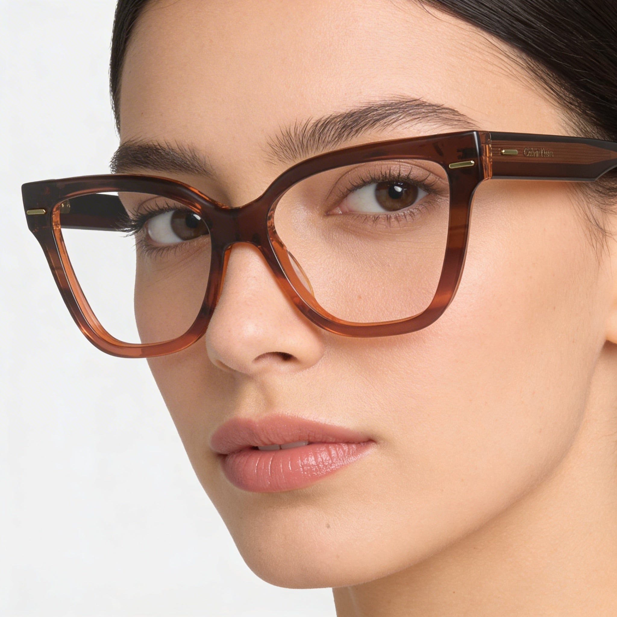 Calvin Klein Modern CK23543 Women's Acetate Striped Brown Non-Polarized Sunglasses 54mm, Photo 5