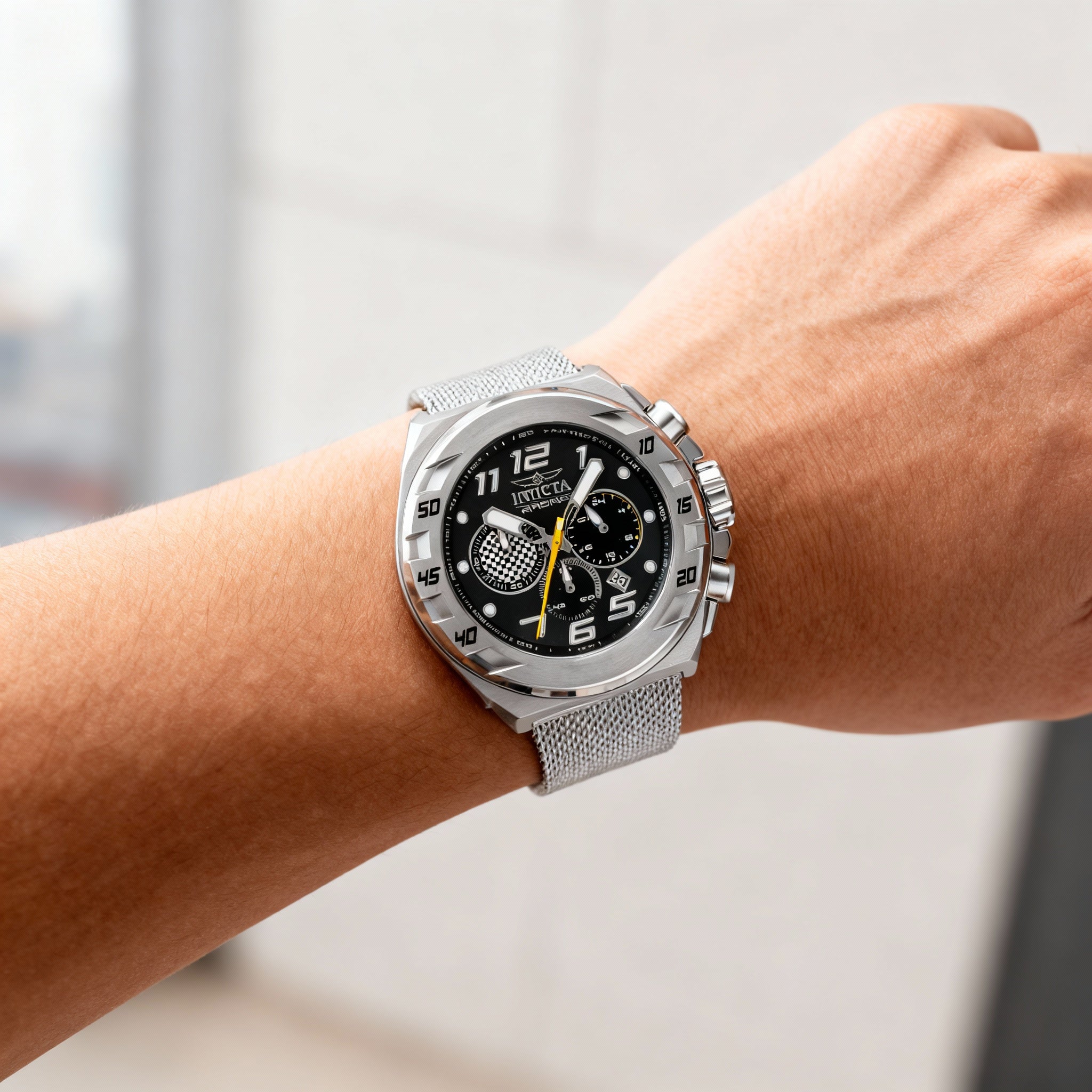 Reloj Invicta Racing 47201 de cuarzo, acero inoxidable plateado, 48 mm, esfera gris y correa de pulsera., Photo 4