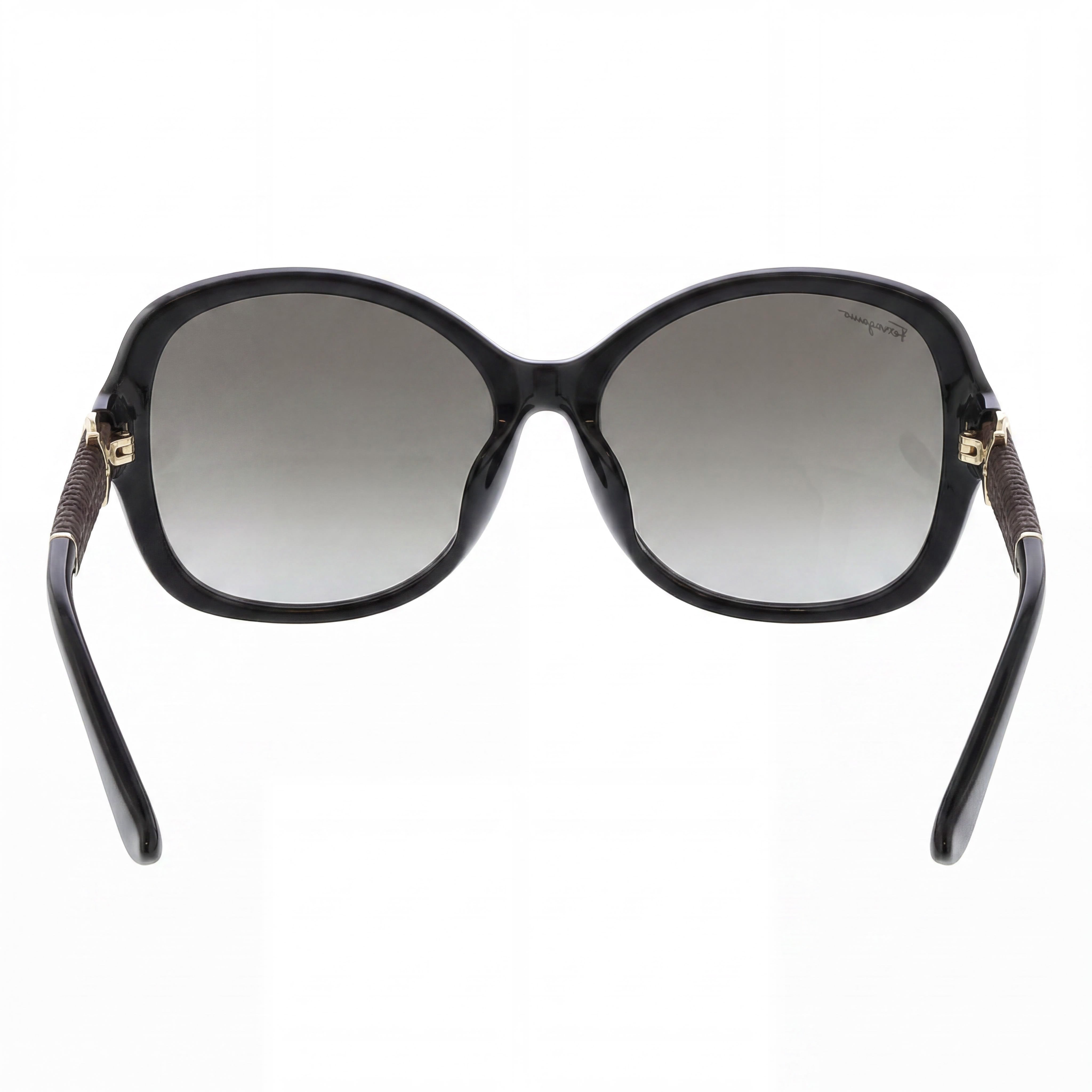 Gafas de sol de plástico ovaladas Salvatore Ferragamo degradadas en negro/gris para mujer, lentes de policarbonato con degradado gris, protección UV, 59 mm, Photo 3