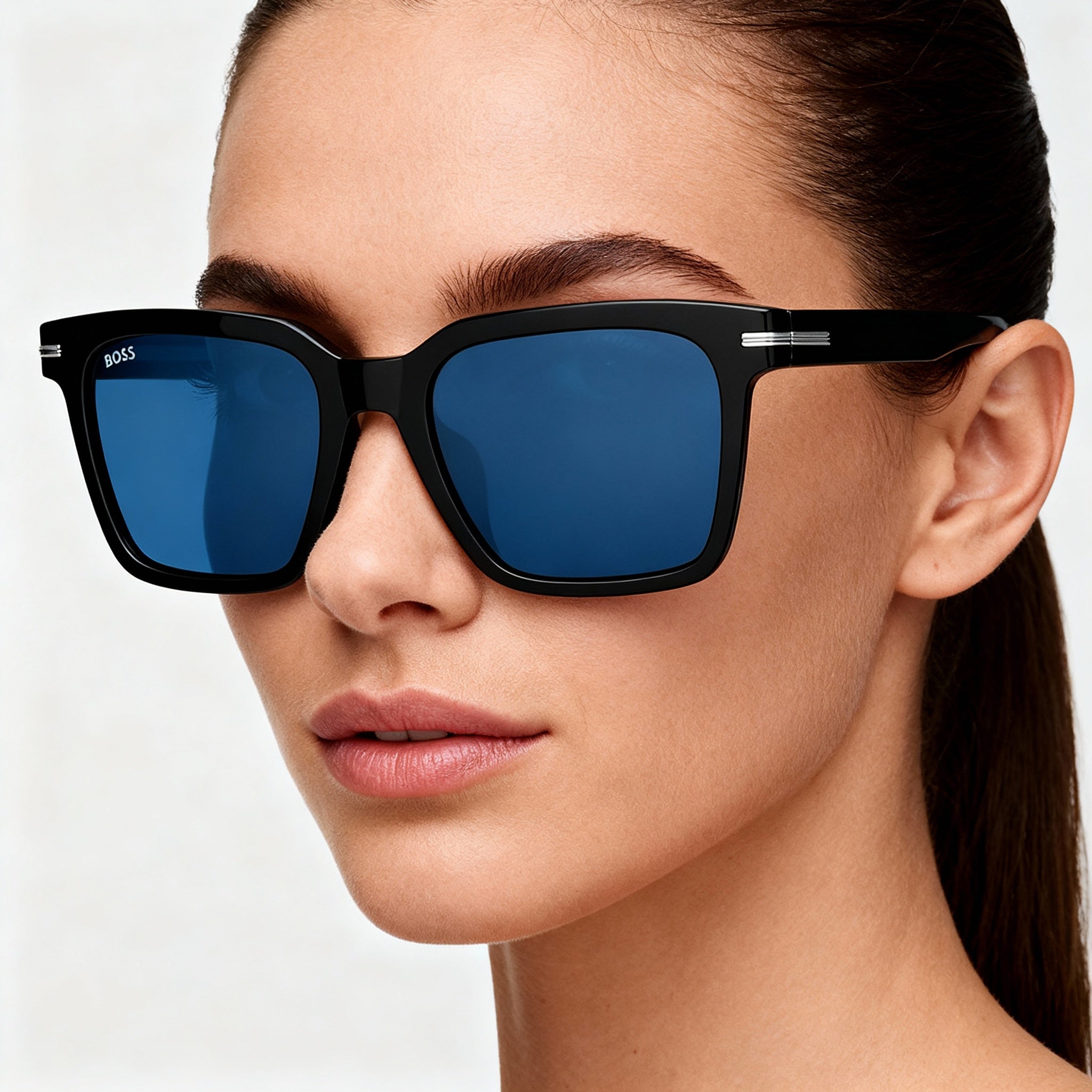 Hugo Boss Contemporary Women's Black Blue Grey Polycarbonate Non-Polarized Sunglasses, Black Eco Lenses 54-20-145mm, Photo 4