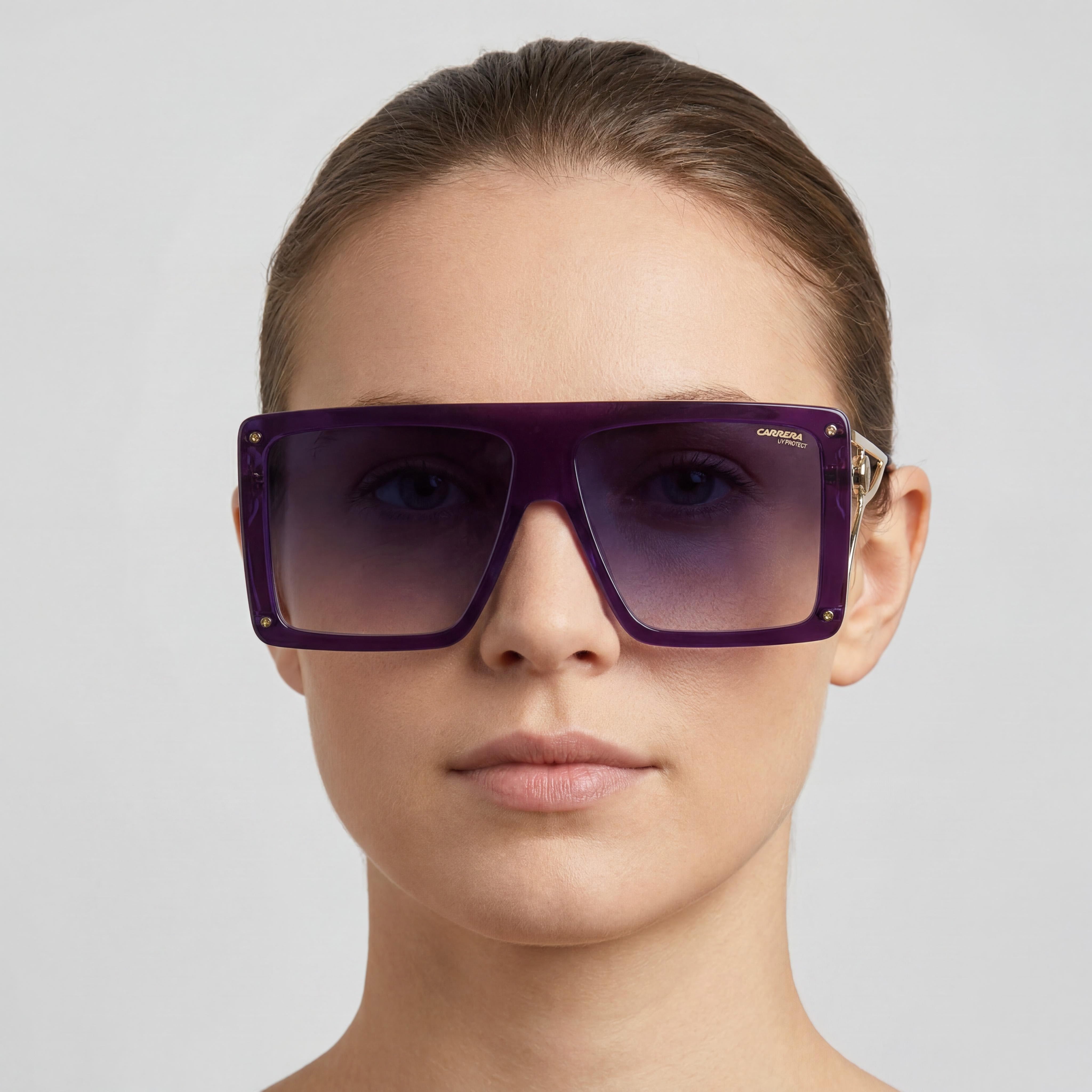 Carrera Casual Women's Acetate Violet Frame Grey Mirror Shaded UV Protection Sunglasses 60mm, Photo 4