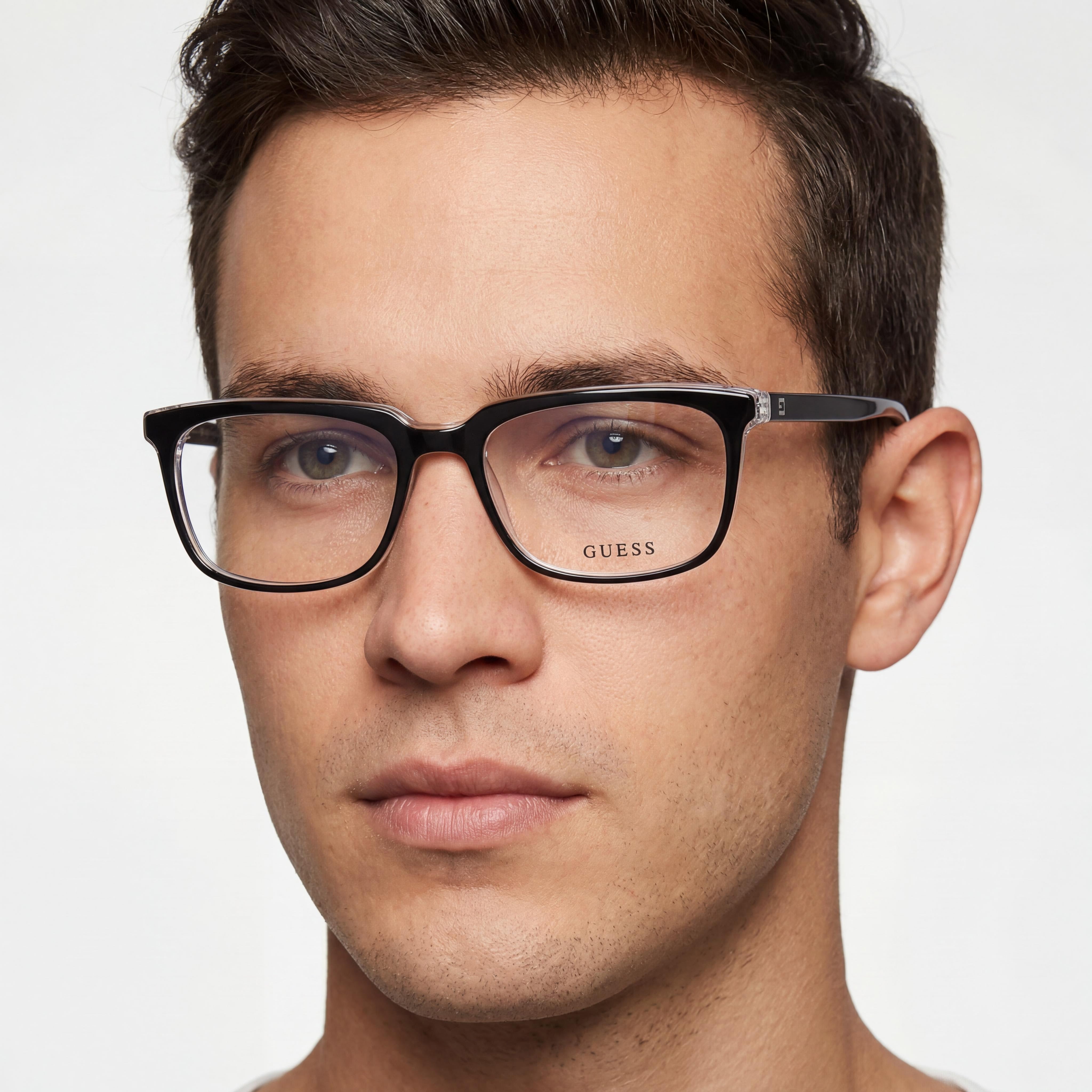 GUESS Gu50063 Men's Black Monocolor Plastic Eyeglasses Lens Width 56mm Bridge 18mm Temple Length 145mm, Photo 4