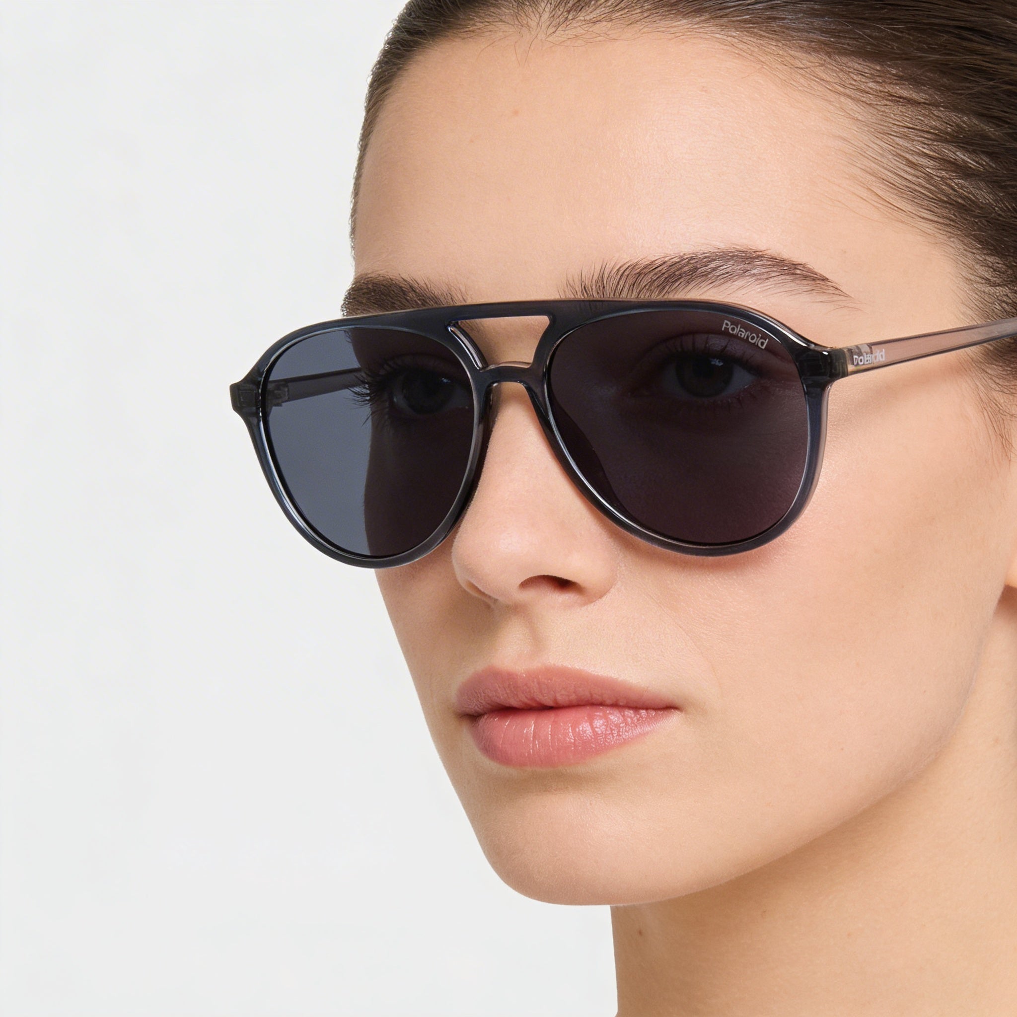 Gafas de sol de aviador Polaroid casuales para mujer de policarbonato con montura gris azul, lente azul polarizada, 100% protección UV, 56 mm, Photo 4
