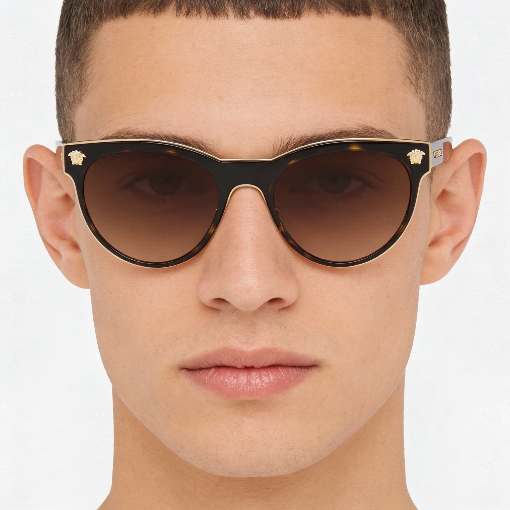 Versace Medusa Charm Unisex Havana Brown Shaded Plastic Brown Gradient Non-Polarized UV400 Sunglasses 54mm, Photo 5