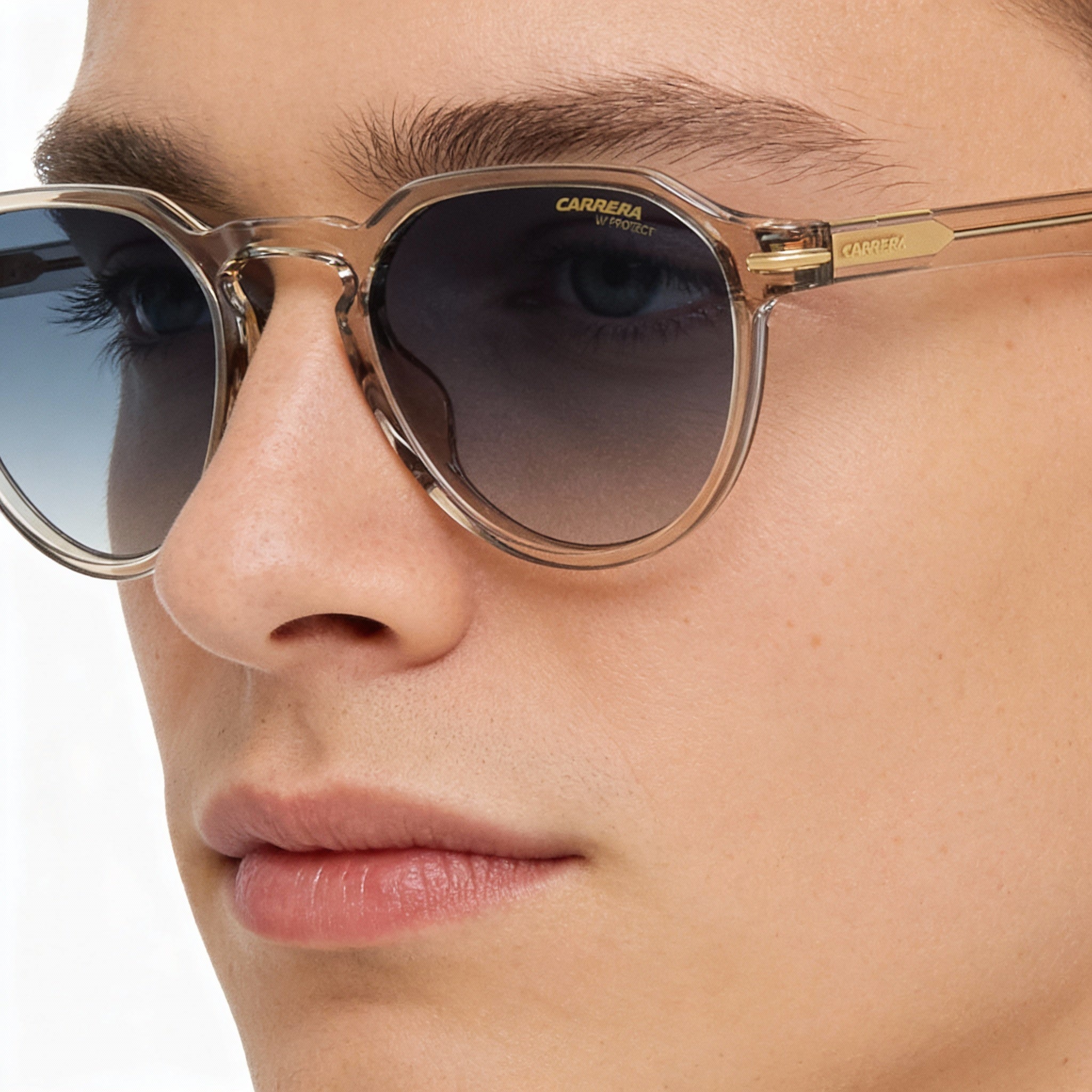 Gafas de sol Carrera 314/S unisex, montura de acetato beige, color azul oscuro, protección UV, no polarizadas, 50 mm, Photo 5