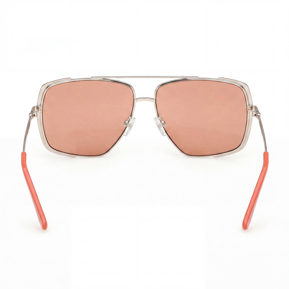 Gafas de sol Guess Gu00220 para mujer, montura de acetato en naranja claro y dorado pálido con lentes marrones de policarbonato, 62-12-140