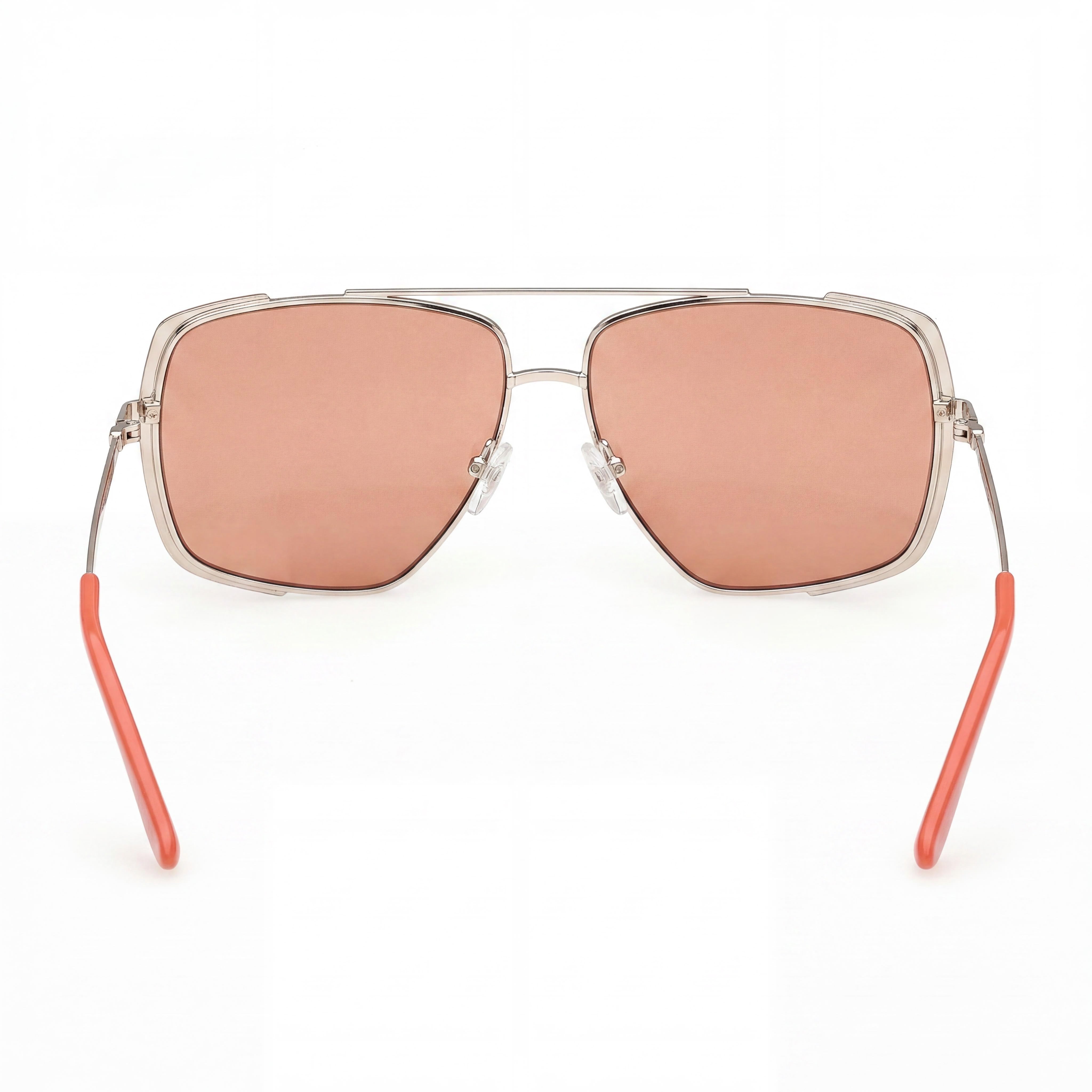 Gafas de sol Guess Gu00220 para mujer, montura de acetato en naranja claro y dorado pálido con lentes marrones de policarbonato, 62-12-140, Photo 3