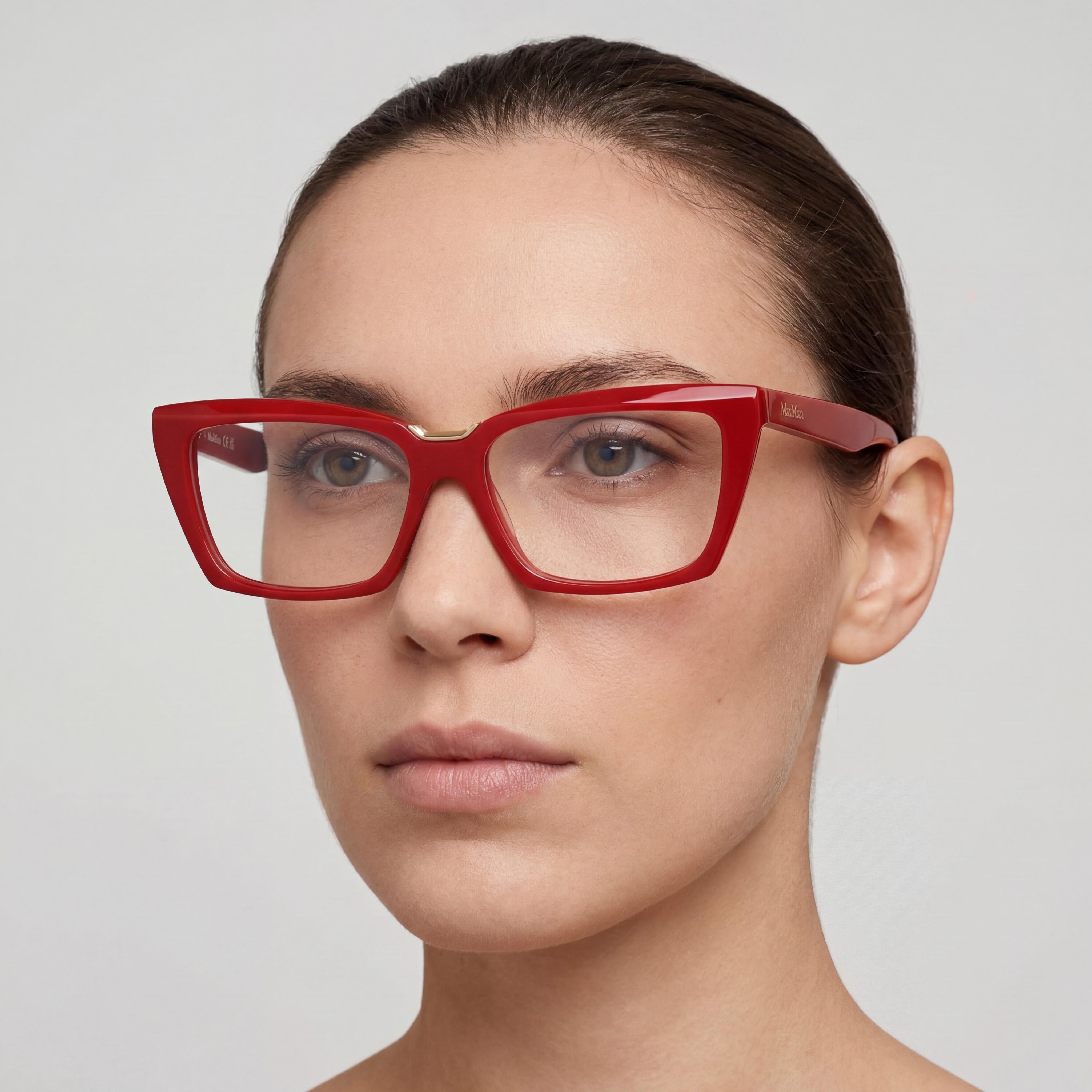Gafas de sol de mujer MaxMara MODERNO con montura de plástico rojo oscuro brillante y lentes rojos brillantes de 53 mm, Photo 4