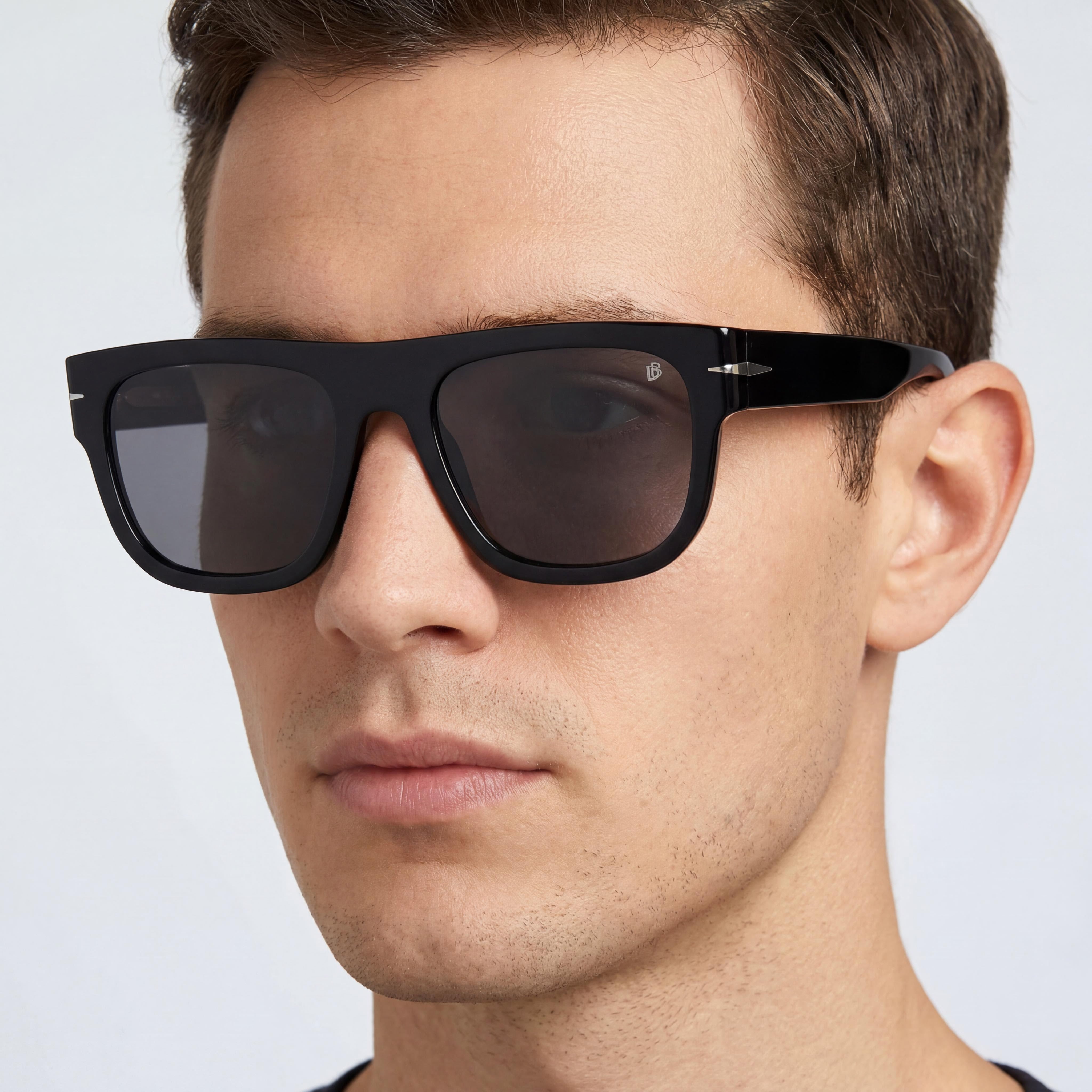 David Beckham Db 7044/S Men's Acetate Black Grey Frame Black Lens Non-Polarized UV Protection Sunglasses 54mm, Photo 5
