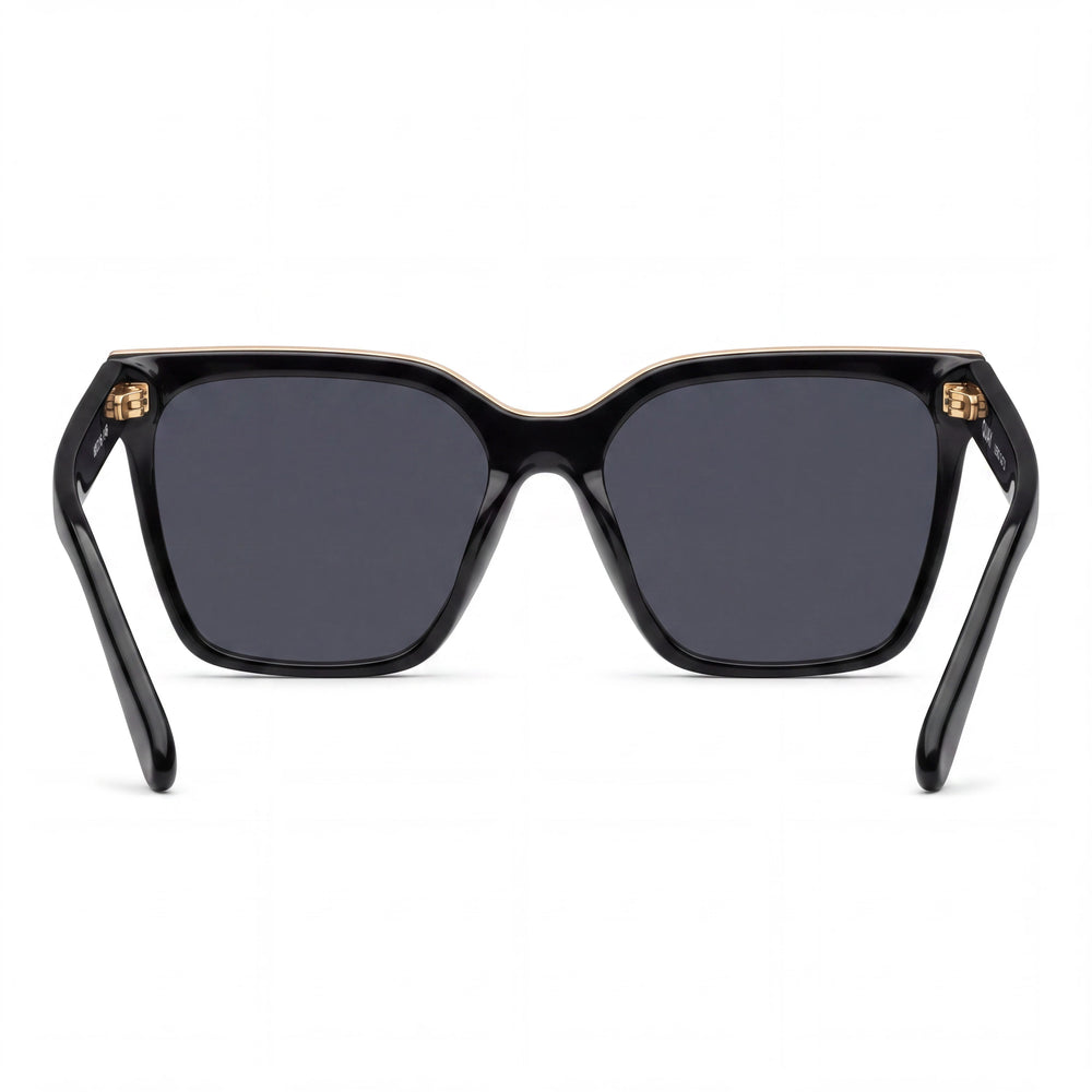 QUAY AUSTRALIA Level Up Women's Black Gold Injection Frame Smoke Polarized UV Sunglasses 147mm