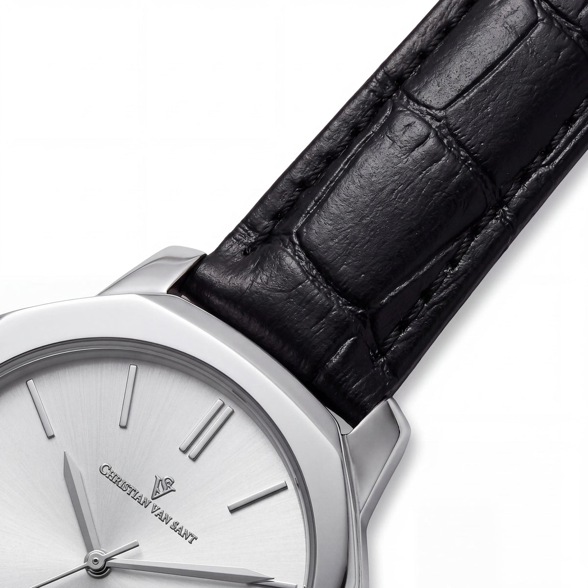 Reloj Christian Van Sant Octave Slim de cuarzo de acero inoxidable con esfera plateada resistente al agua para mujer, Photo 3