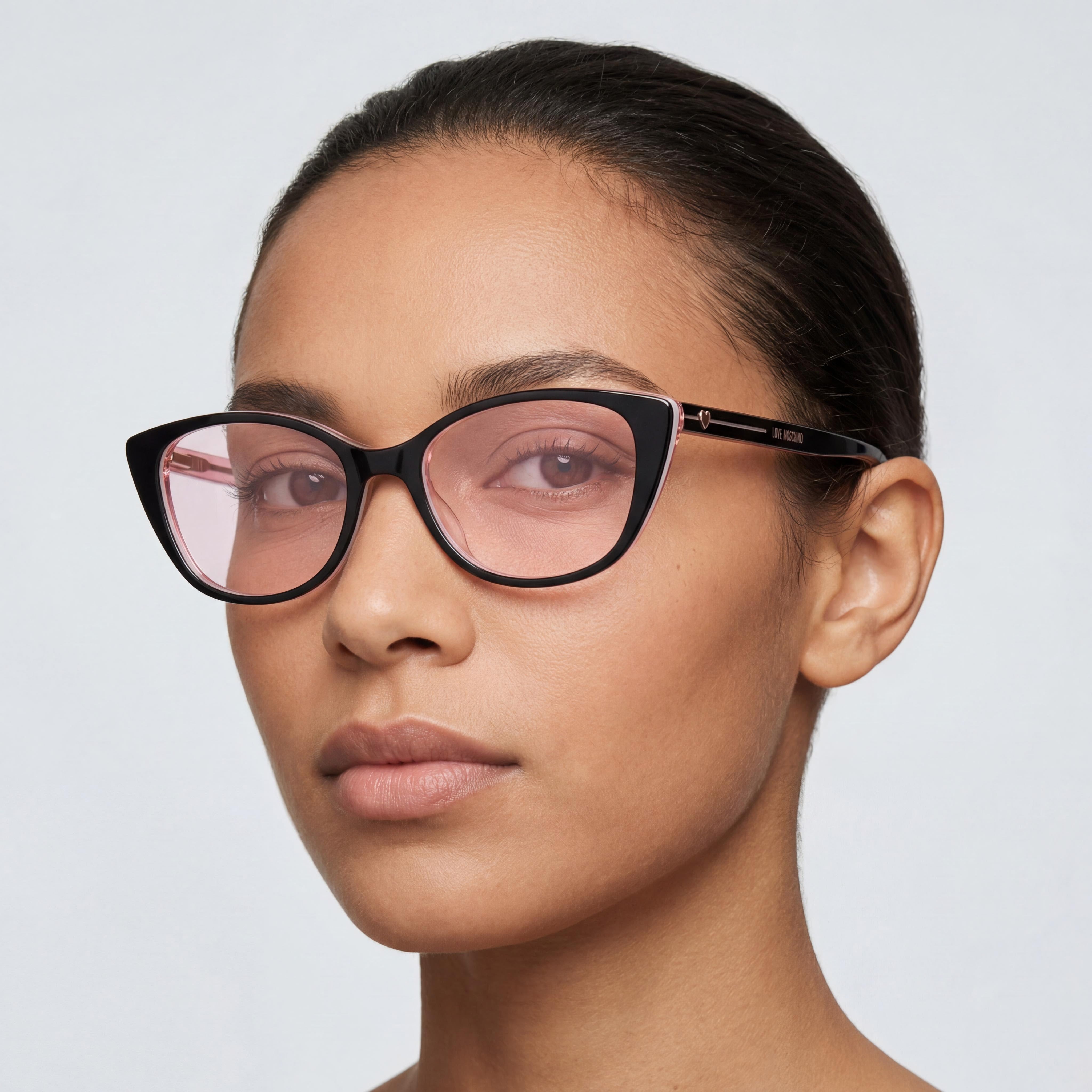 Love Moschino Trilayer Heart Cat-Eye Women's Black Acetate Optical Glasses with Polycarbonate Lenses 51mm, Photo 4