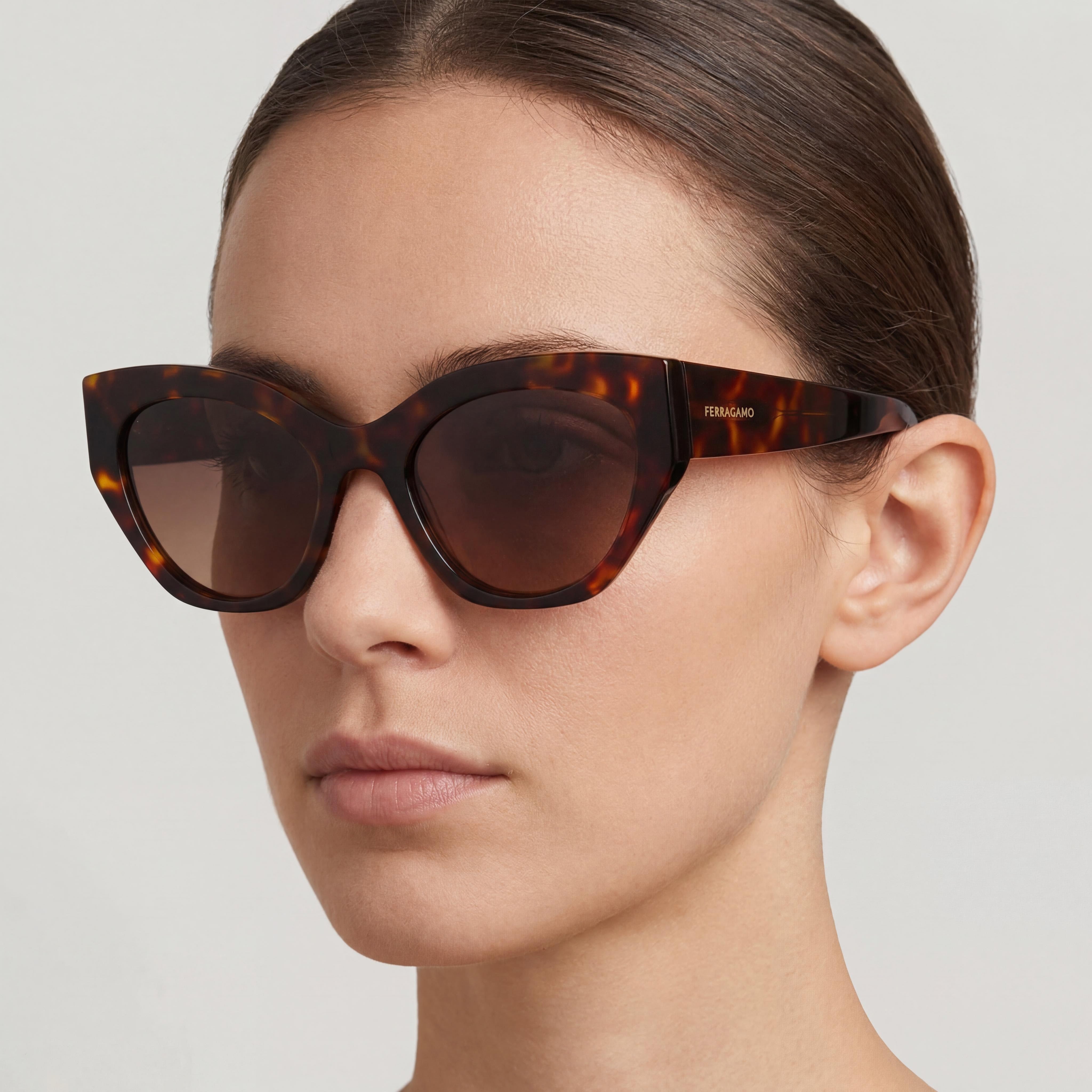 Gafas de sol Salvatore Ferragamo Sf1107s de mujer de carey oscuro con protección UV y forma de ojo de gato 55mm, Photo 5