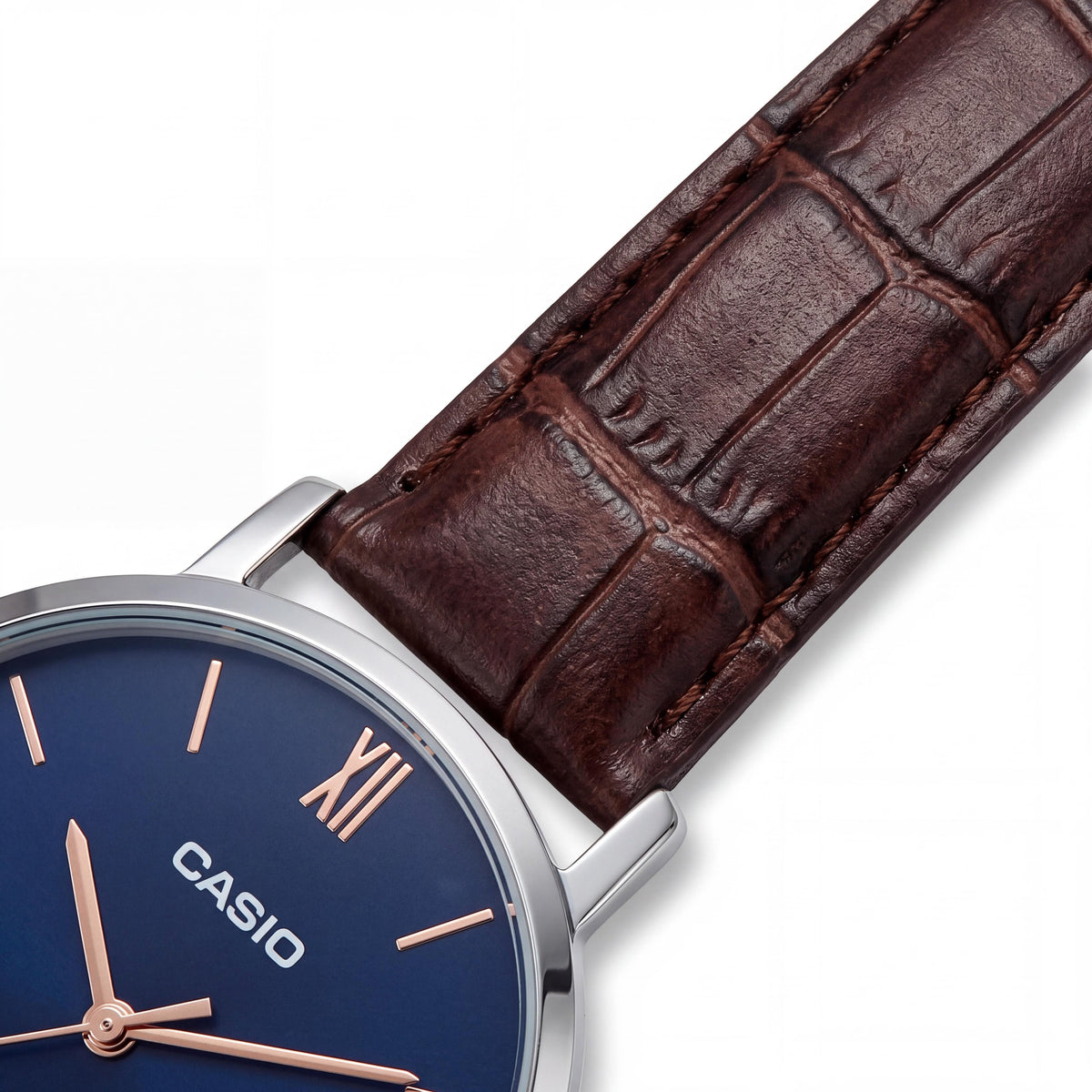 Casio MTP-VT01L-2B Men's Analog Watch Quartz Movement Leather Band Stainless Steel Case Multicoloured Water Resistant, Photo 3