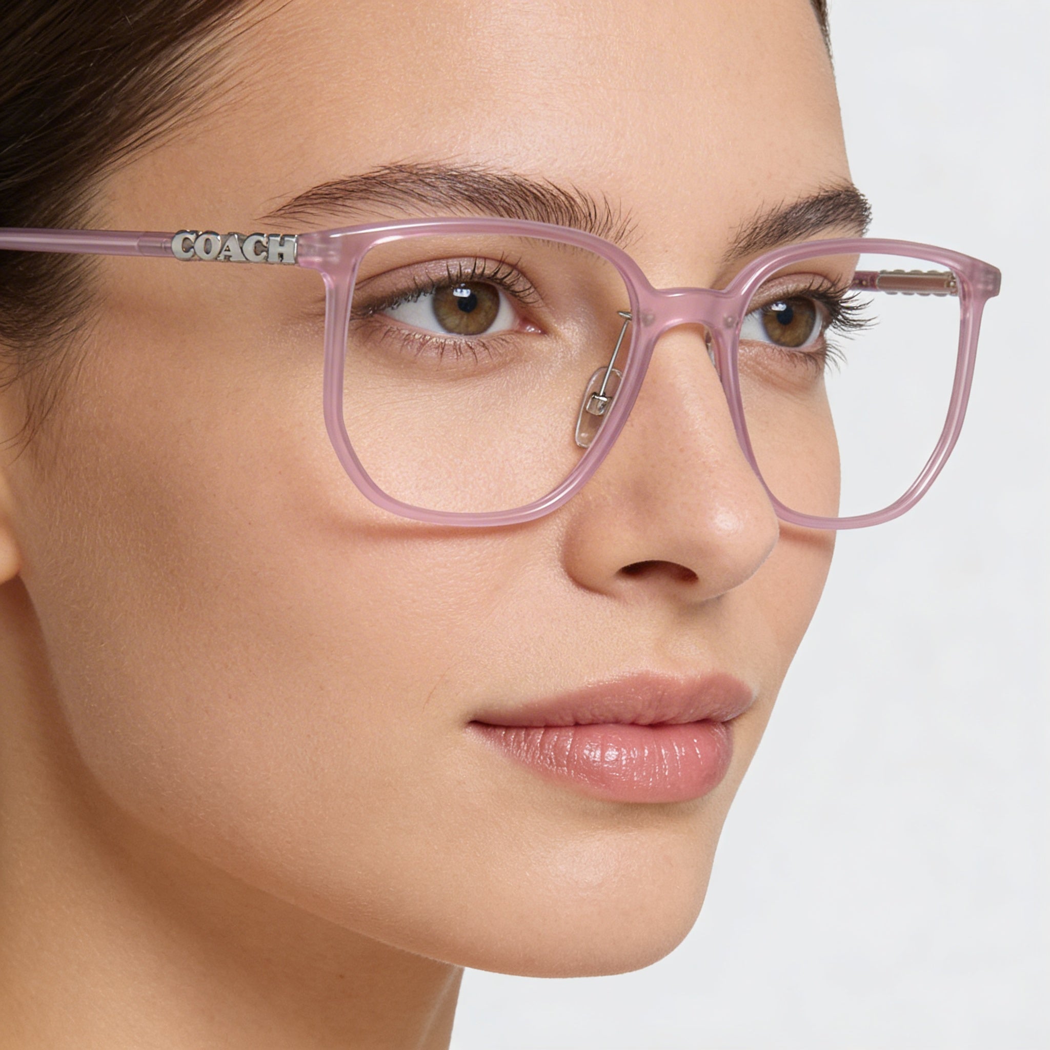 COACH Hc6240d Women's Square Plastic Prescription Eyeglass Frames with Coach Word Mark Temples Milky Purple 54mm, Photo 4