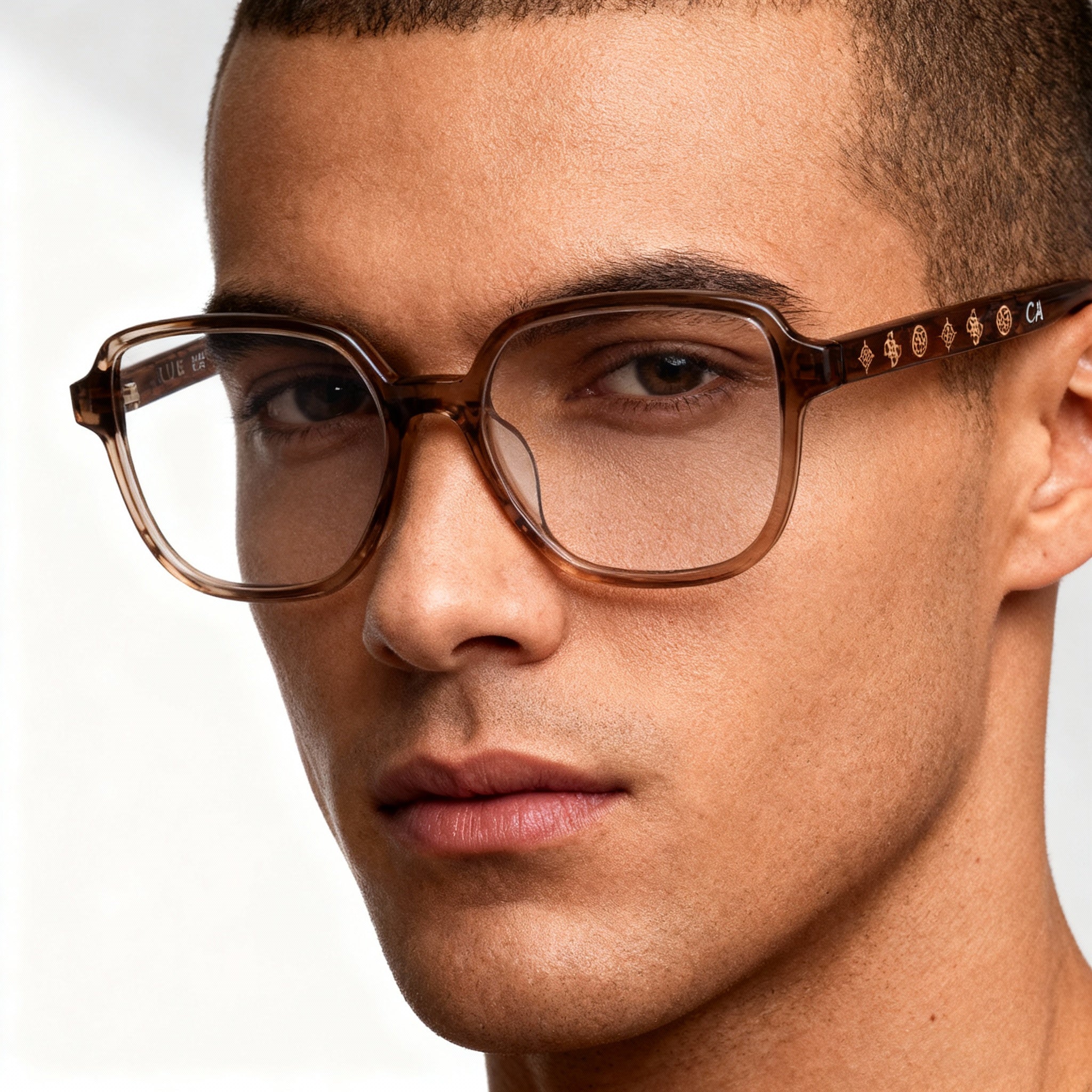 GUESS Eyewear Frames, Men's Rectangular Acetate, Shiny Dark Brown, Standard Fit, Ideal for Prescription Lenses, Photo 4