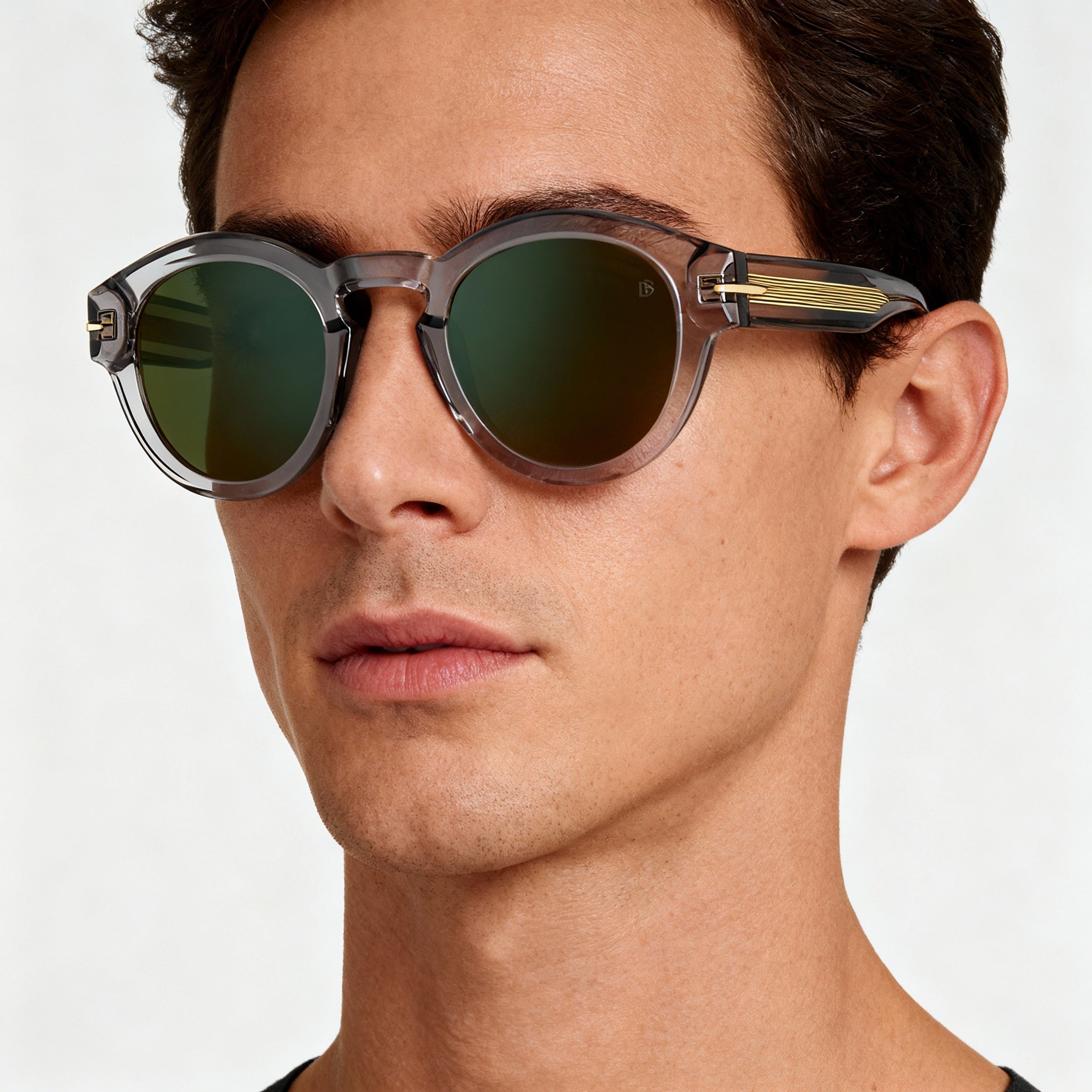 Gafas de sol unisex contemporáneas David Beckham DB 7110/S de acetato gris, con efecto espejo verde, no polarizadas, 49-25-145, Photo 4