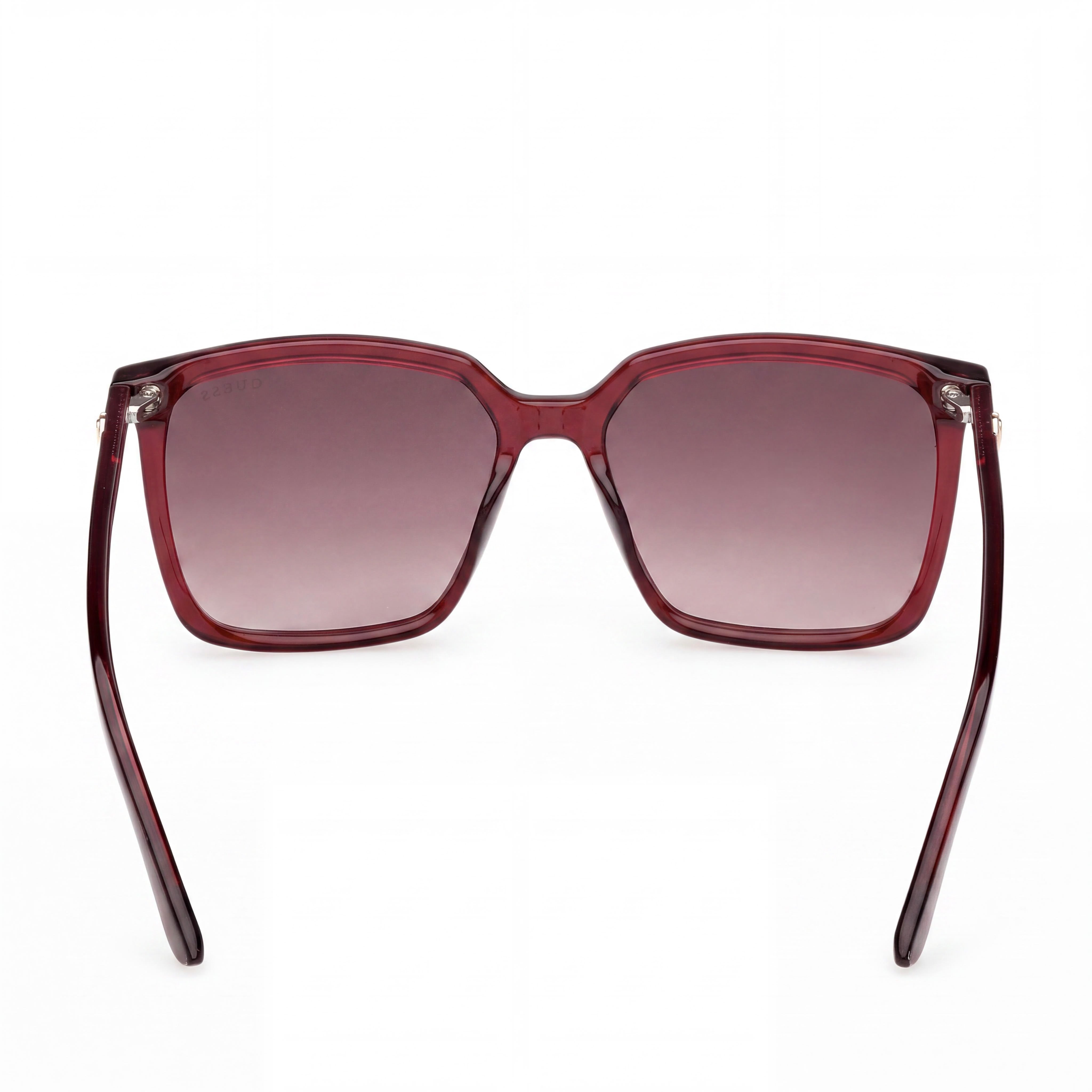 GUESS Women's Square Sunglasses with Shiny Burgundy Plastic Frame, Gradient Burgundy Lenses, UV Protection 56mm, Photo 4