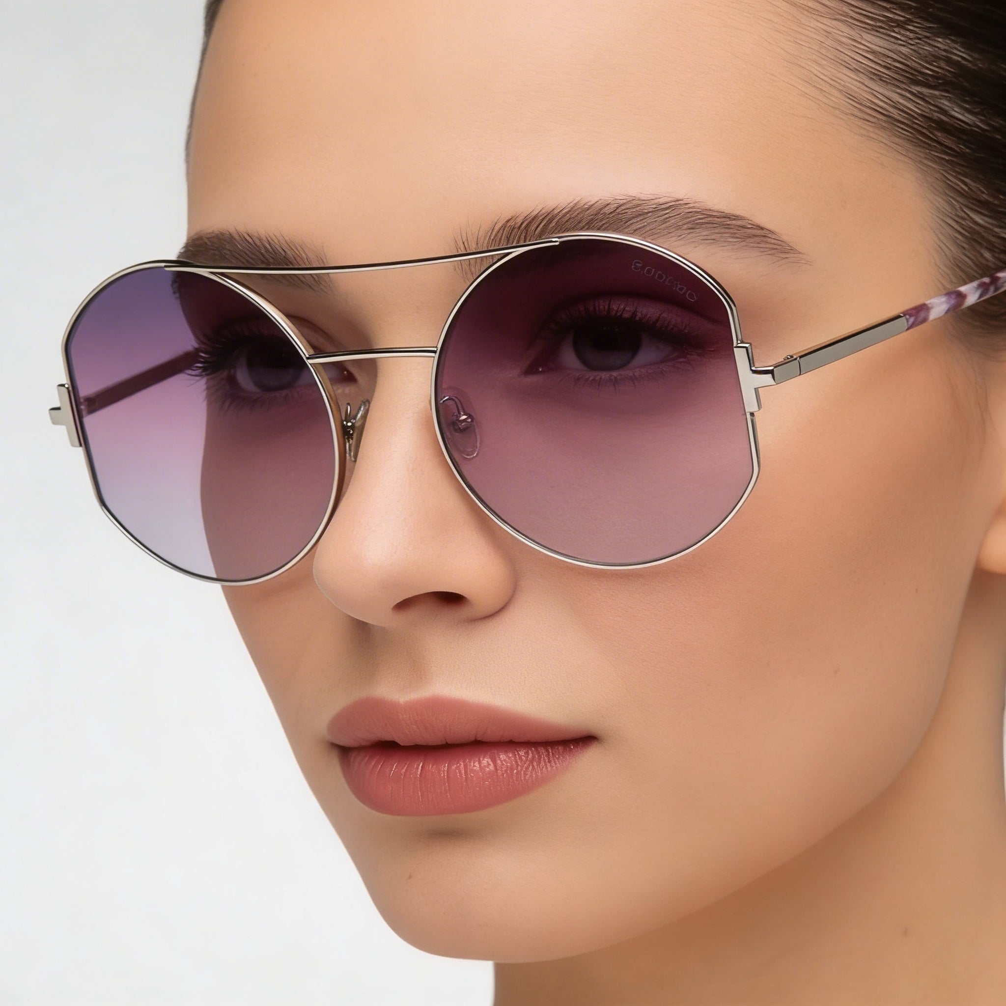 Tom Ford Contemporary Women's Palladium Metal Pilot Full Rim Sunglasses with Gradient Purple Lenses, 60mm, Photo 5