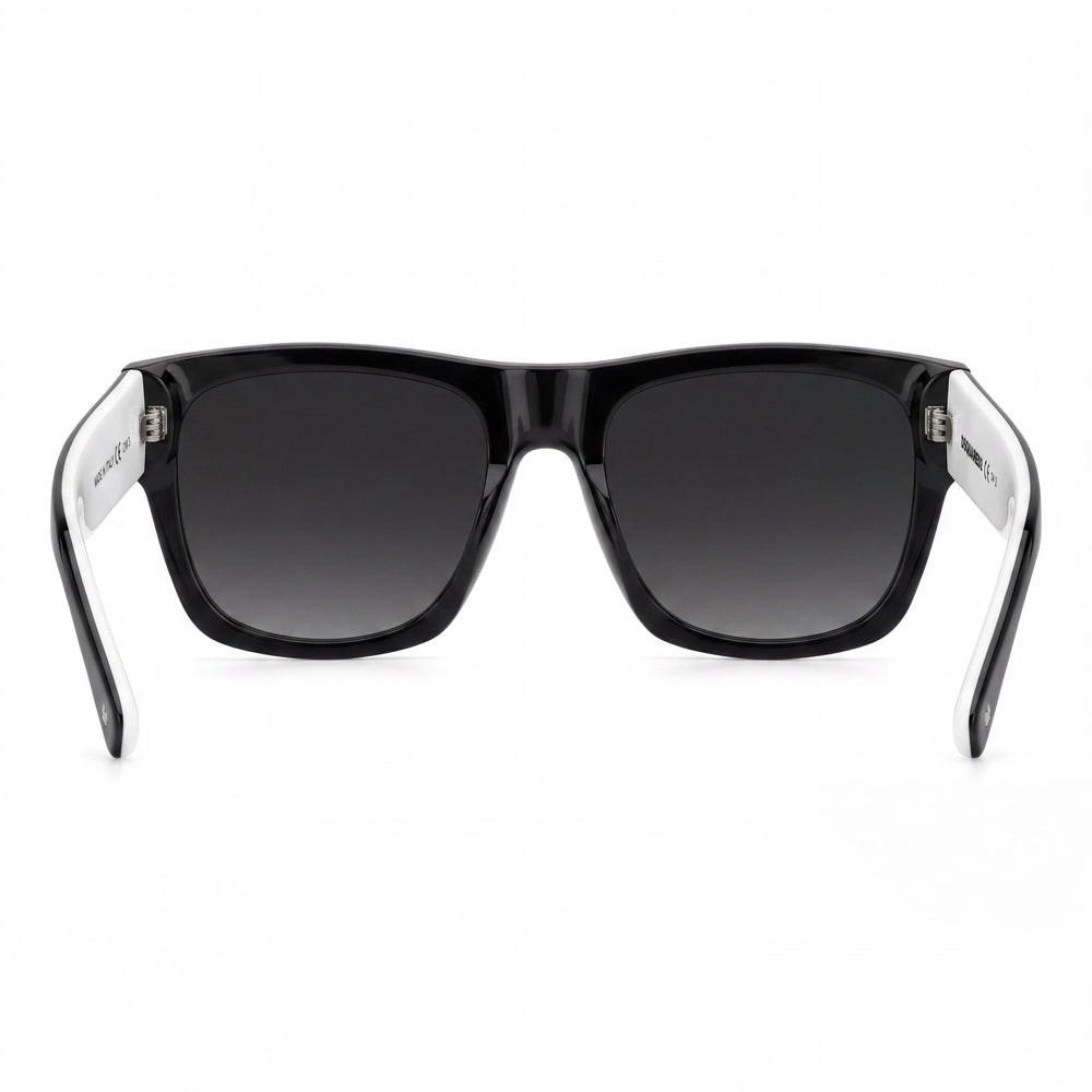 DSQUARED2 Icon 0004/s Gafas de Sol Unisex de Estilo Clásico con Montura de Acetato y Lente de Policarbonato, Protección UV, Negro y Blanco, 55mm