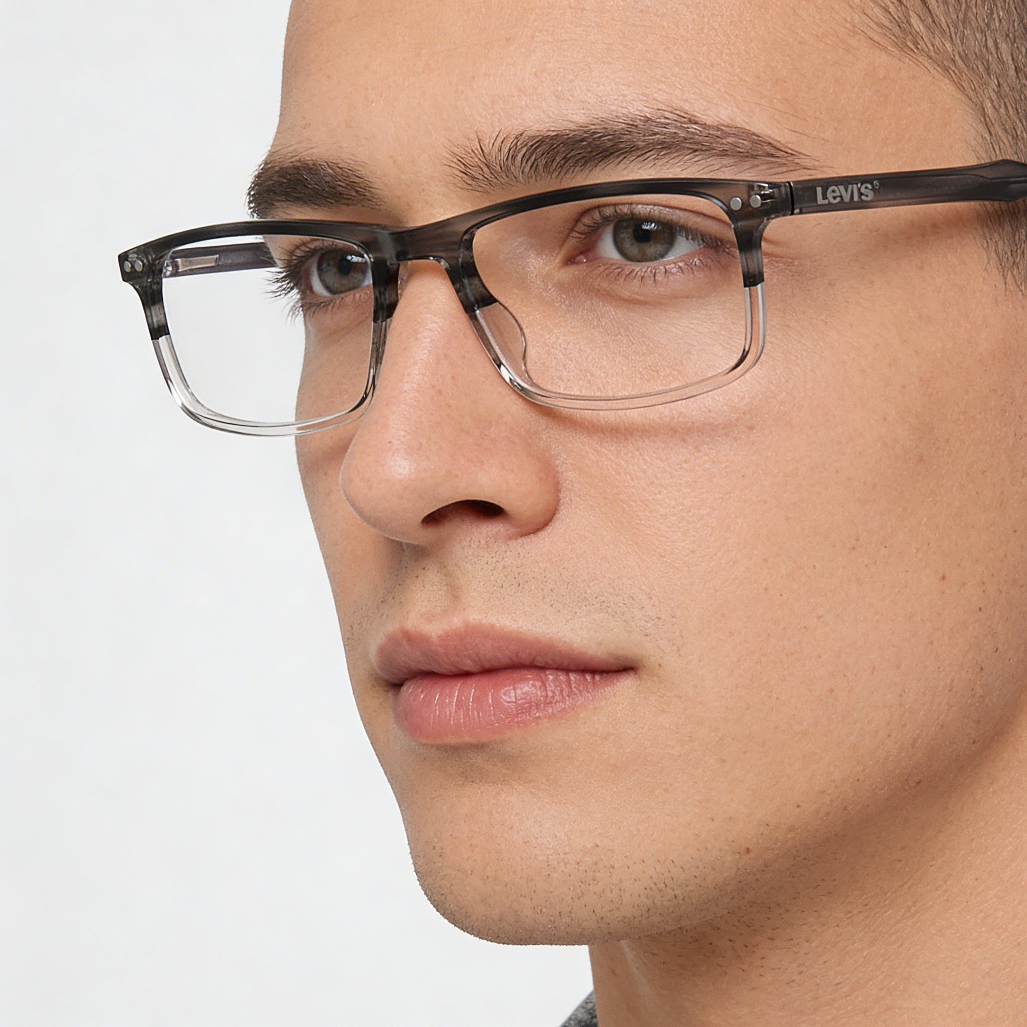 Gafas de vista Levi's LV 5020 para hombre, rectangulares, de polimetilmetacrilato, no polarizadas, transparentes, blancas y grises, de 55 mm, Photo 5