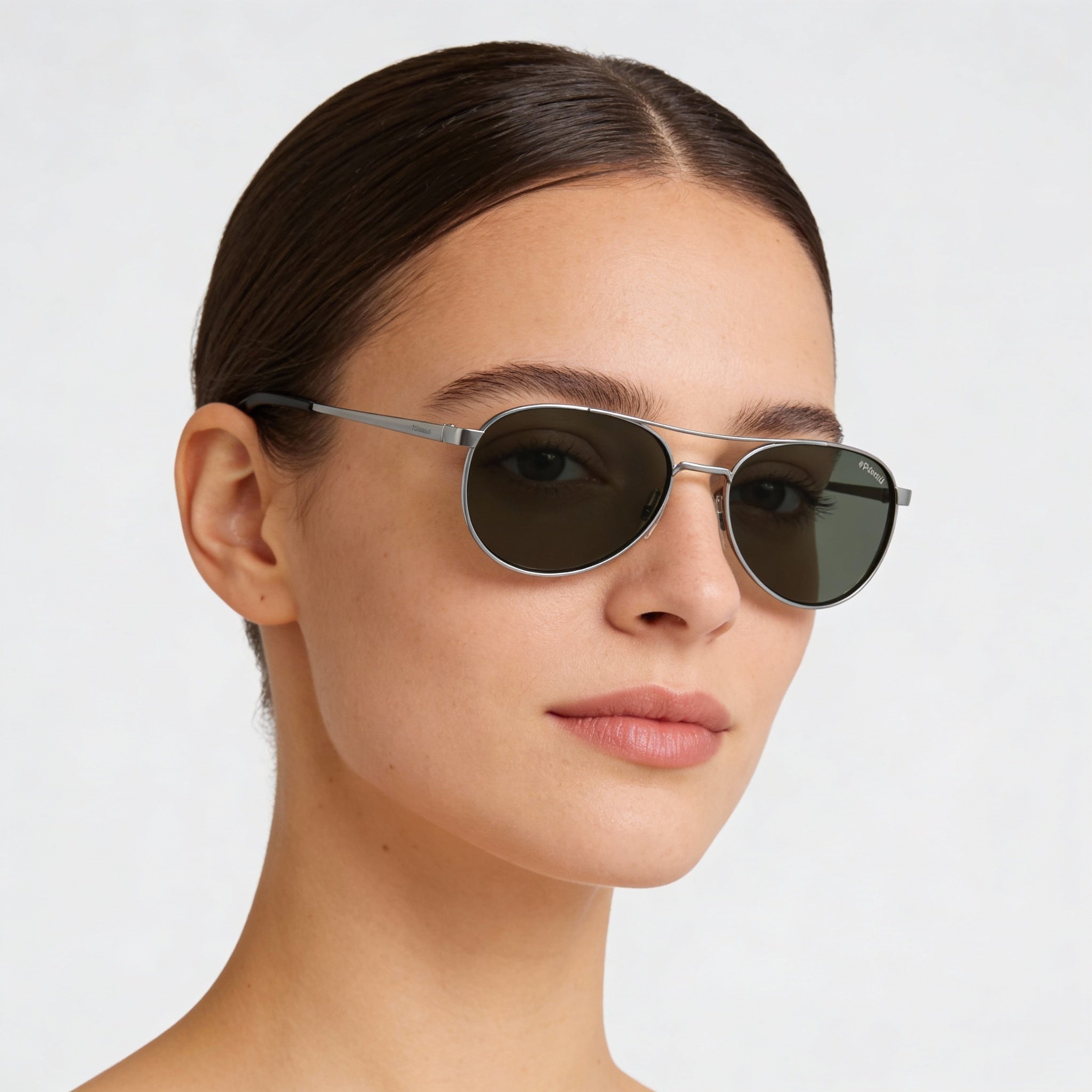 Polaroid Pld 6070/S/X Women's Pilot Stainless Steel Ruthenium Polarized Grey UV Protection 56mm Sunglasses, Photo 5