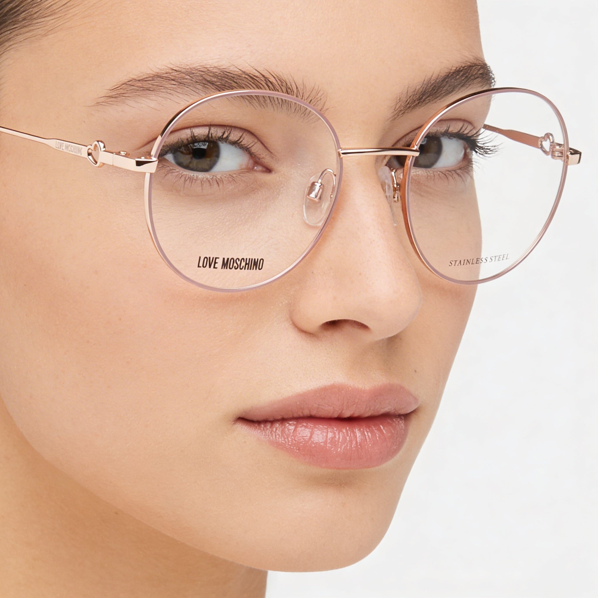 Gafas de sol Love Moschino unisex modernas con montura metálica y lentes no polarizadas color nude cobrizo 51mm, Photo 3