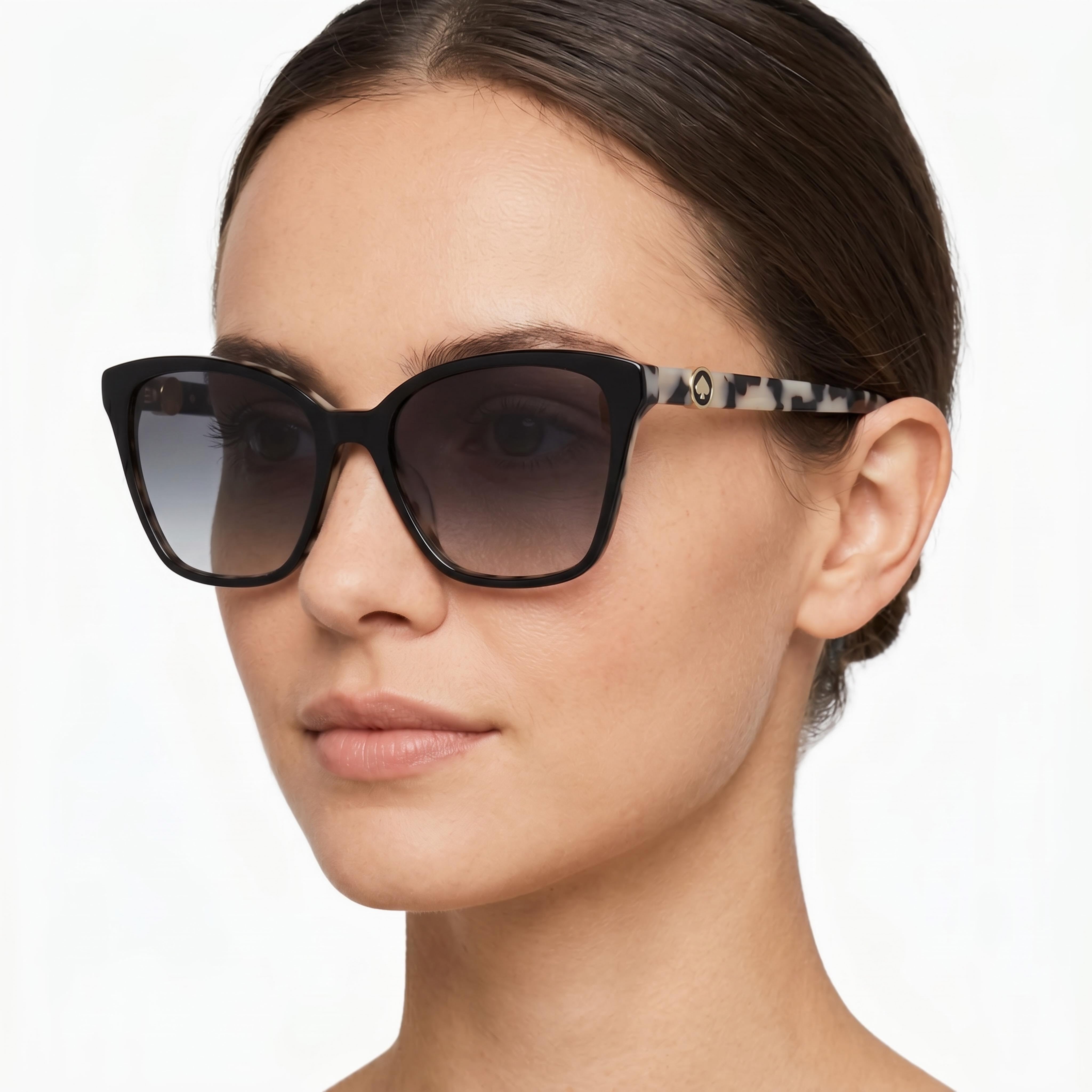 kate spade new york Amiyah/G/S Women's Cat Eye Black Gray Shaded Composite Frame UV Protected Dark Grey Shaded Sunglasses 56mm, Photo 3