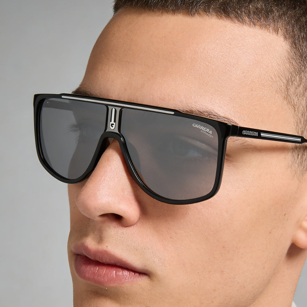 Gafas de sol Carrera Casual de hombre negras y grises, termoplásticas, modelo Navigator de 61 mm, no polarizadas, con protección UV