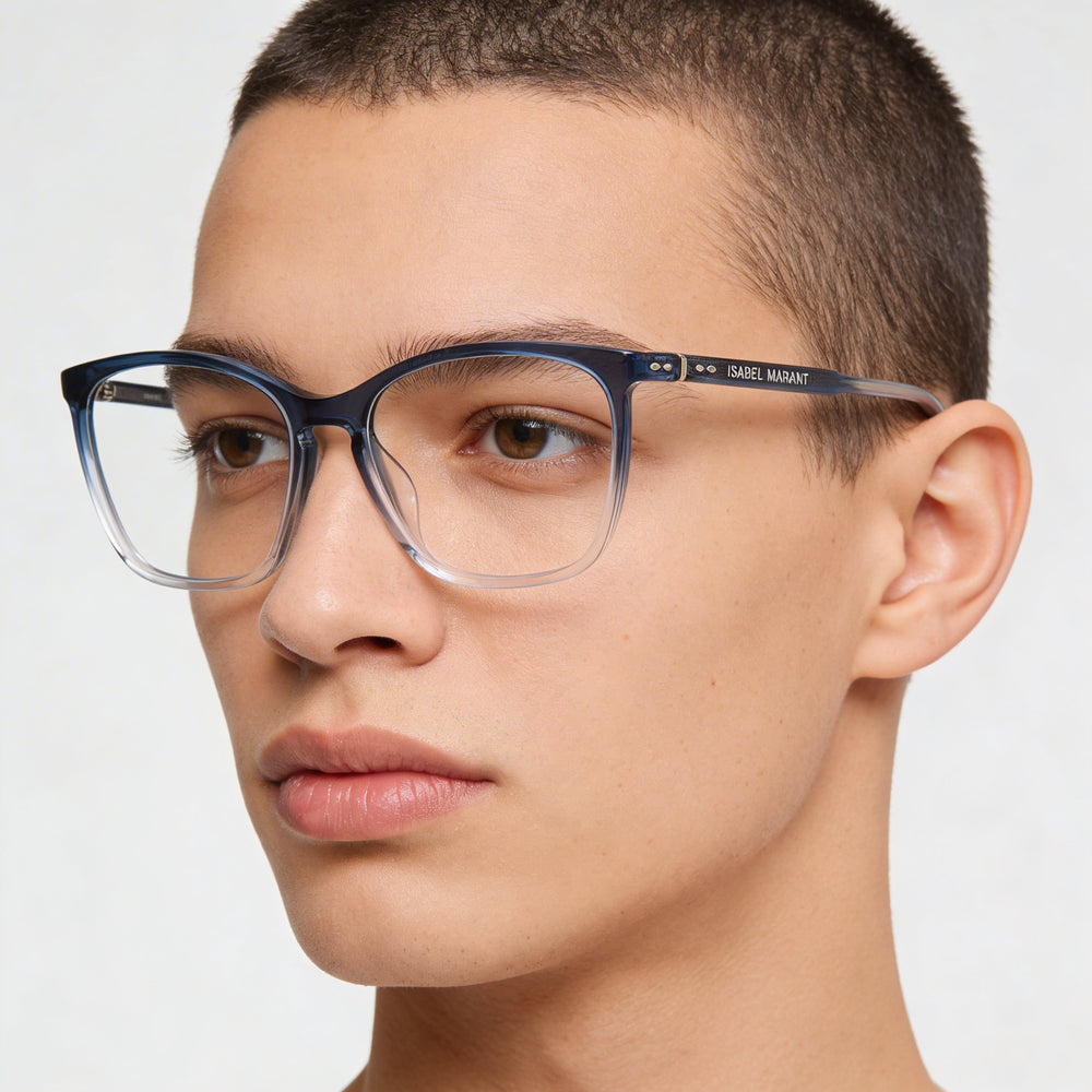 Gafas de sol Isabel Marant modernas unisex con montura de acetato, lentes de policarbonato sombreadas azules y 54 mm de ancho de lente