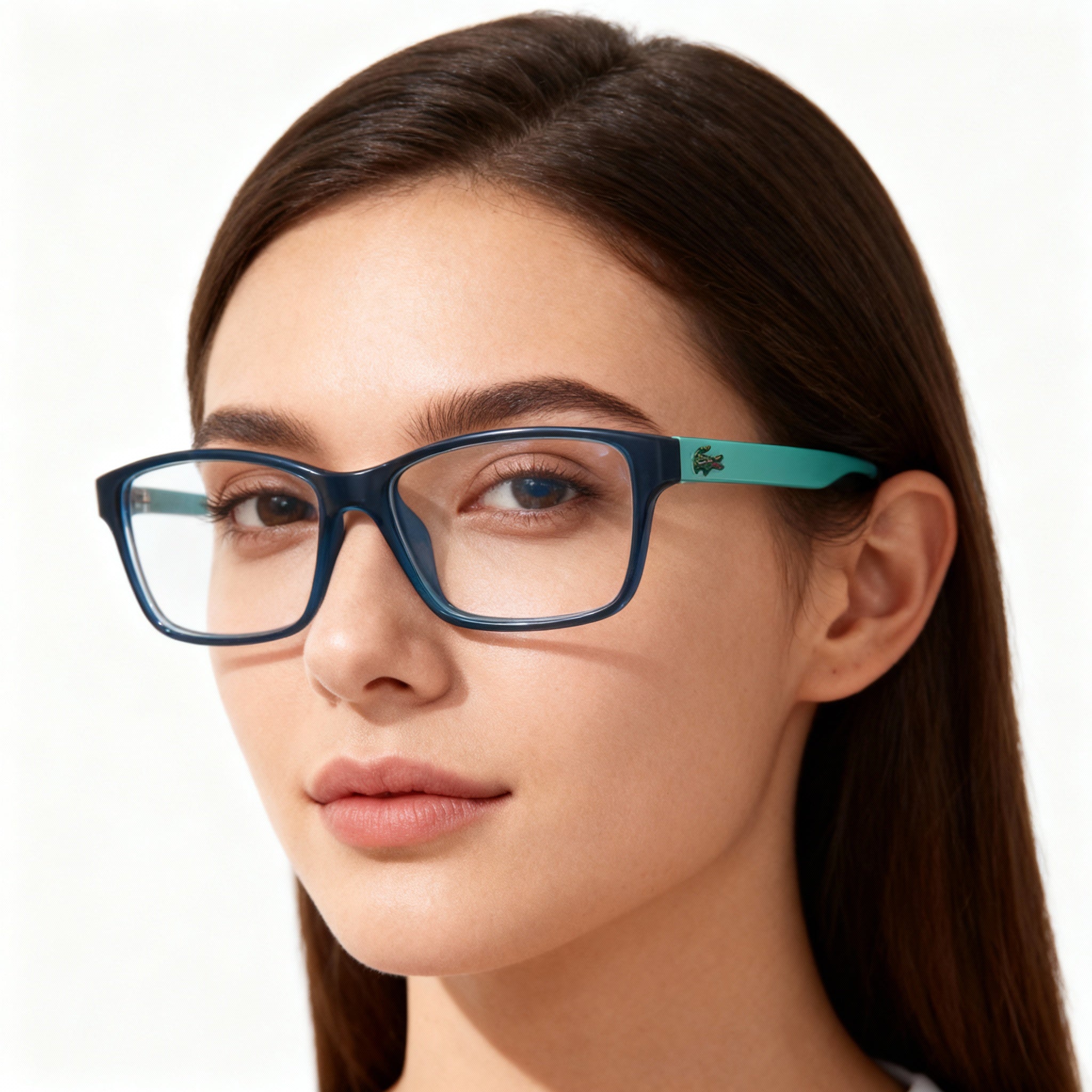 Lacoste L3803b Girls' Full Rim Rectangle Acetate Eyeglasses with Polycarbonate Lenses Black 51mm, Photo 4