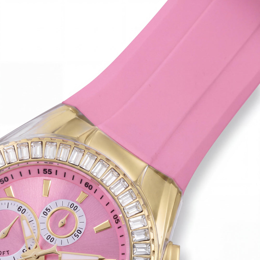 Reloj Technomarine Cruise TM-121157 Cronógrafo Unisex de Acero Inoxidable, Esfera Rosa, Correa de Silicona 45mm
