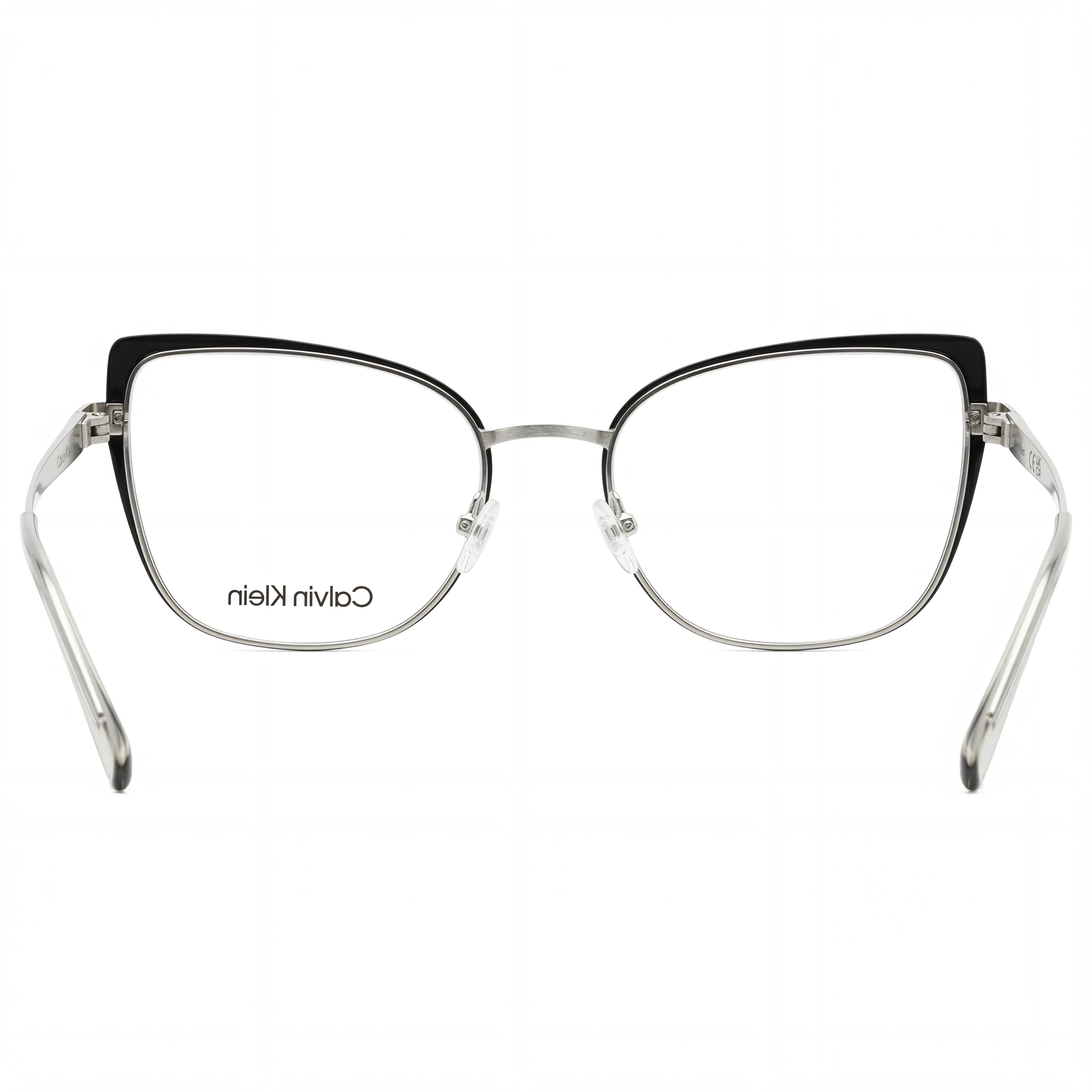 Calvin Klein Ck22101 Unisex Cat Eye Eyeglasses with Black Silver Metal Frame, 54mm Lens Width, Photo 3