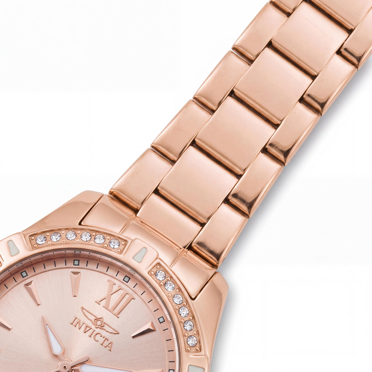 Invicta Angel Collection 21417 Reloj de pulsera de cuarzo de acero inoxidable con esfera de oro rosa de 34 mm para mujer, Photo 2