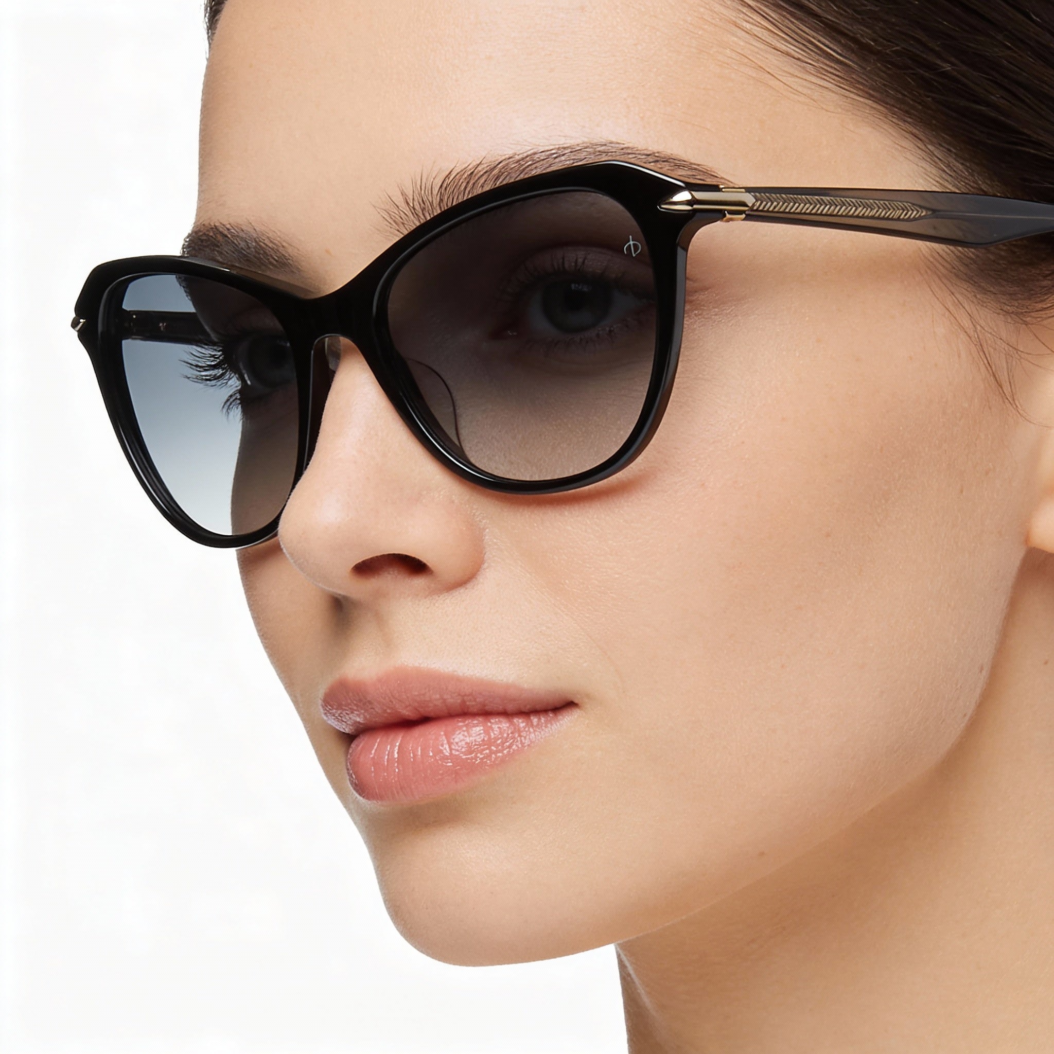 rag & bone Modern Women's Full Rim Black Acetate Cat Eye Butterfly Sunglasses with Polycarbonate Lenses, RX-Able, 55mm, Photo 5