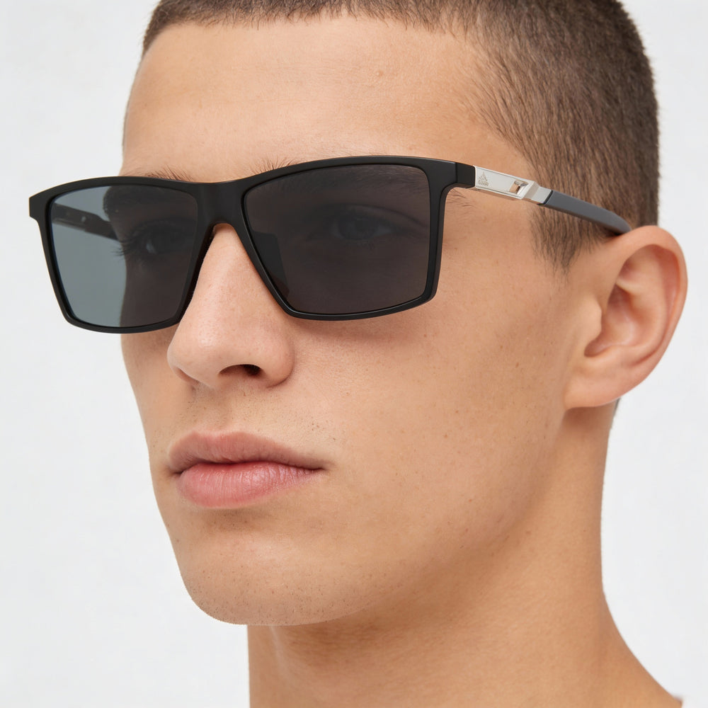 Adidas Comtemporary Men's Sport Sunglasses with Matte Black Frame, Polycarbonate Lenses, Temple Length 135mm