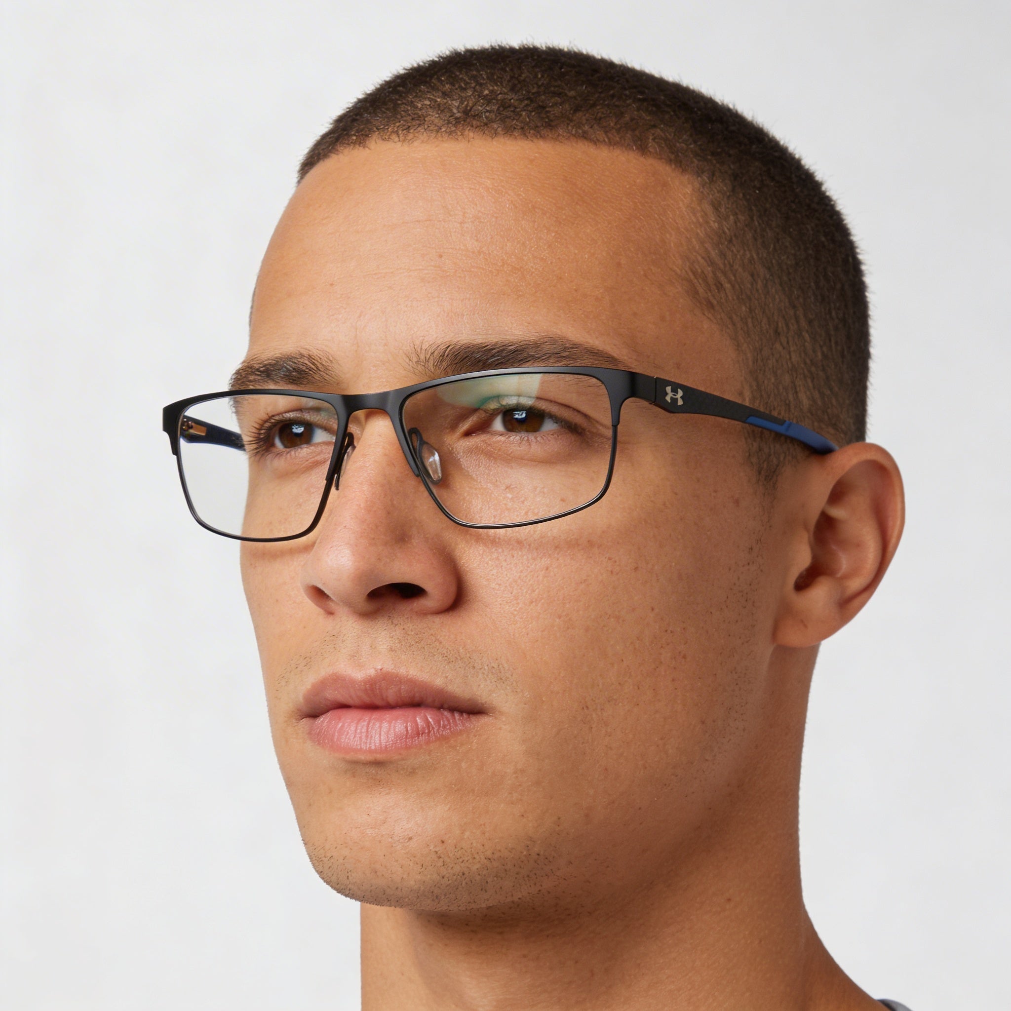 Gafas de sol Under Armour casuales para hombre, con montura de aleación de acero, no polarizadas, en negro mate azul de 56 mm, Photo 4