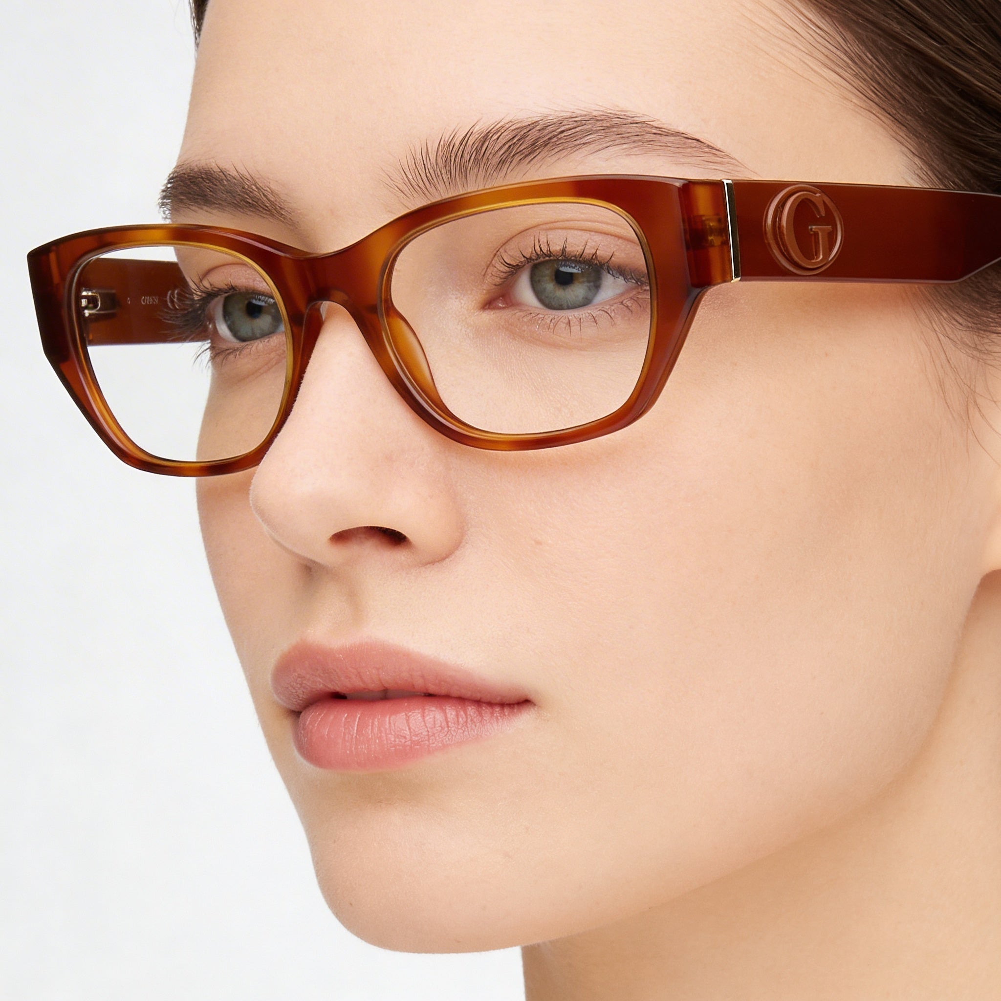 Gafas graduadas GUESS Gu50304 para mujer con montura de plástico color rubio habano naranja claro 52 mm, Photo 5