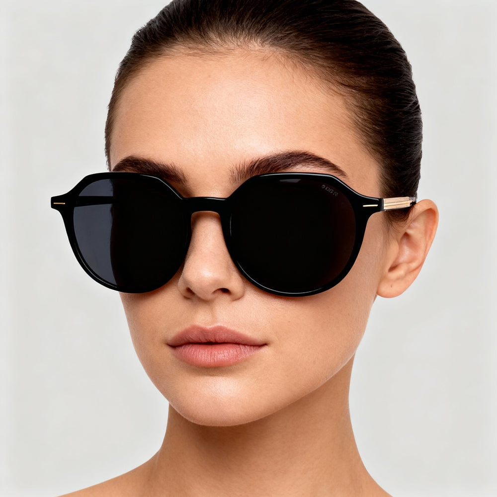 HUGO BOSS Light & Minimal Women's Acetate Eyeglasses with Grey Non-Polarized Lens Black Crystal Grey 51-19-140