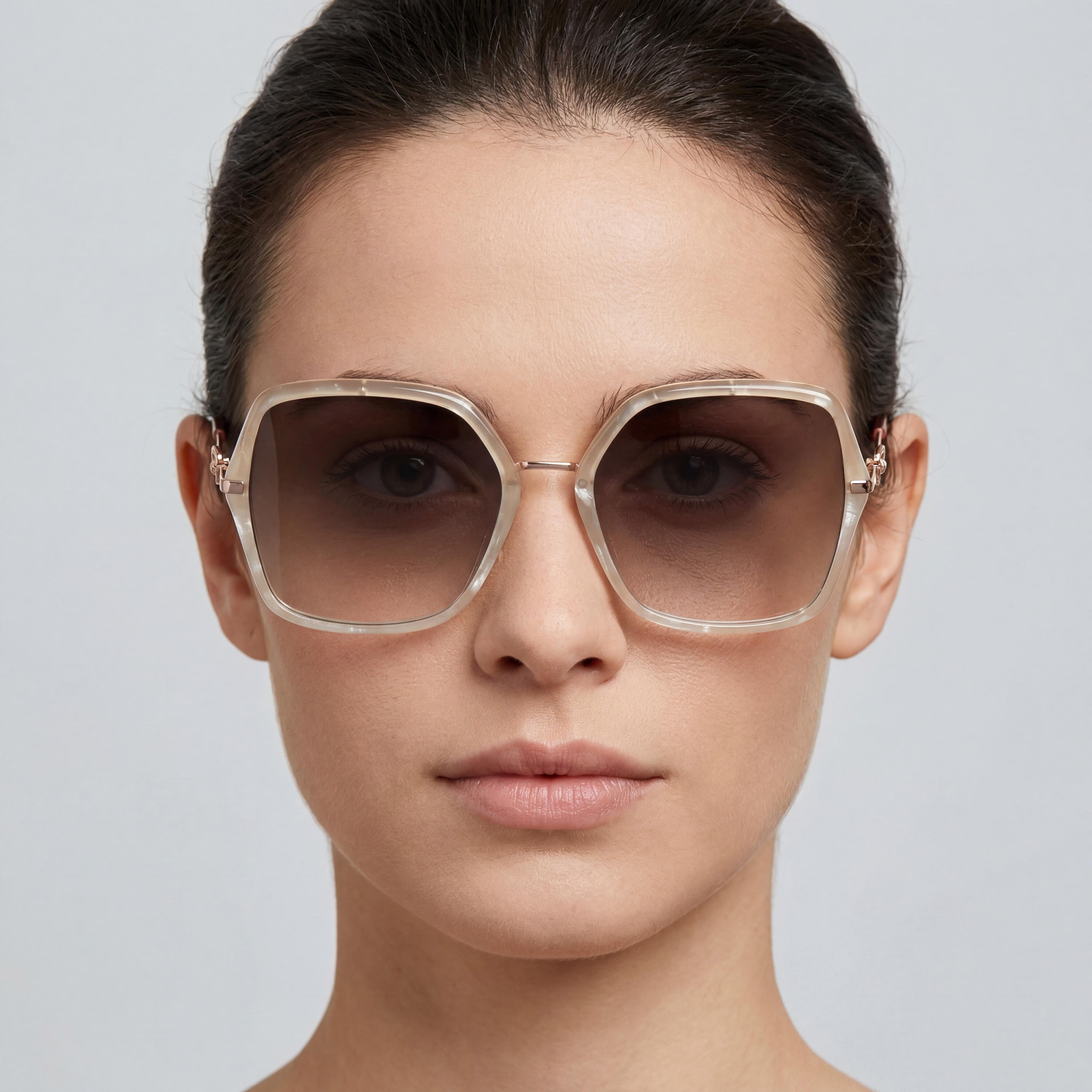 Carolina Herrera Casual Unisex Metal White Marble Pink Doubleshade Sunglasses 57-19-145, Photo 4