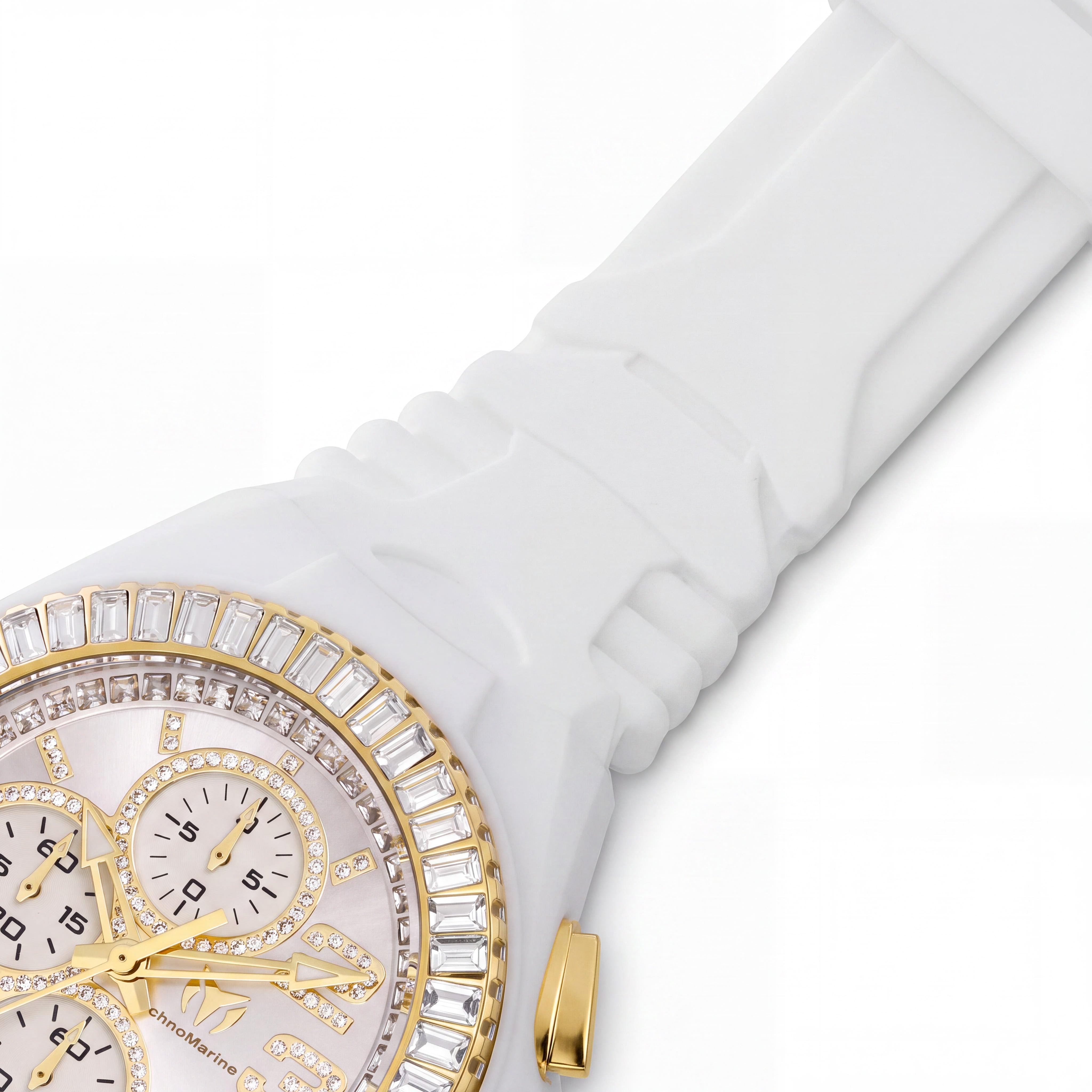 Technomarine TM-121188 Men's Quartz Watch, Gold Tone Stainless Steel Case, White Silicone Band, Glow In The Dark, 45mm, Photo 3
