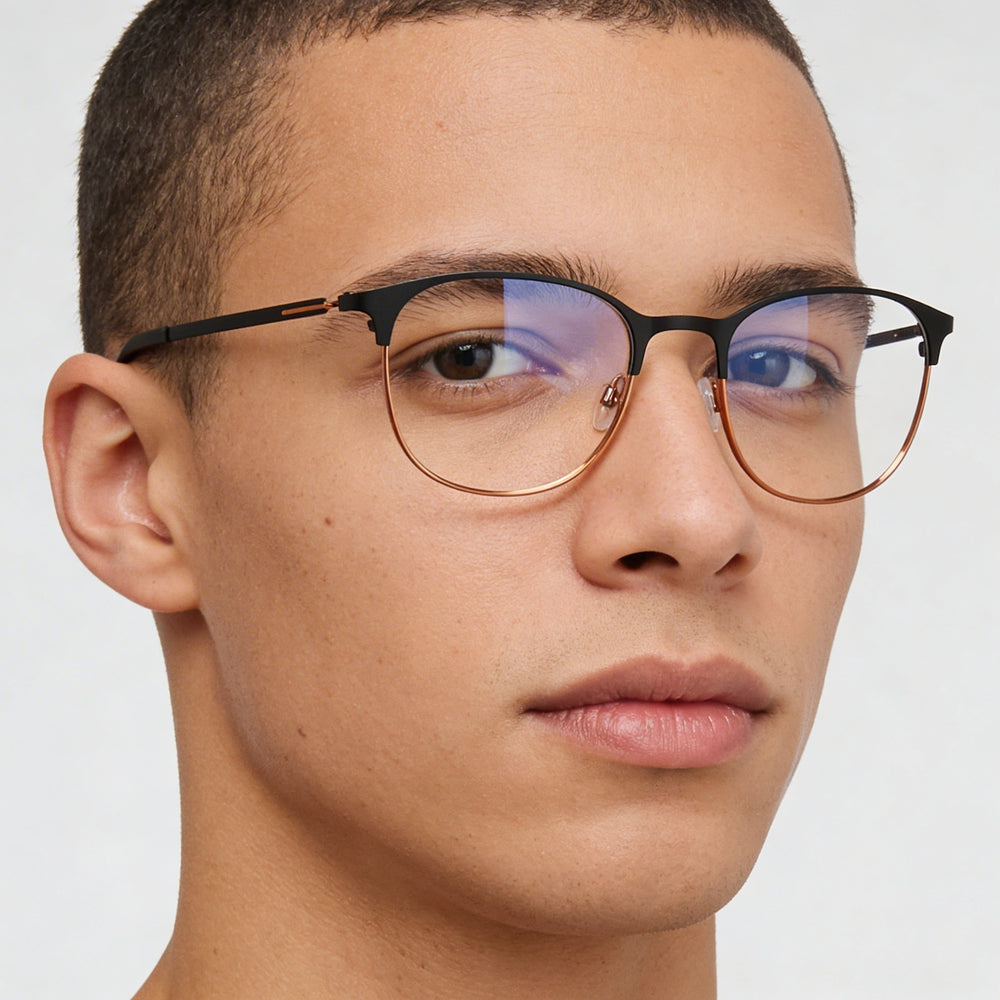 Armazón para gafas Flexon Casual Unisex de titanio negro mate, listo para lentes recetados 51/20/145