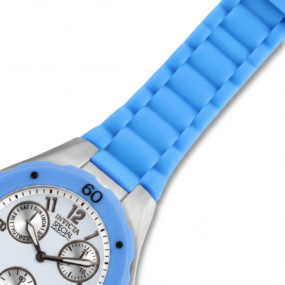 Reloj de acero inoxidable Invicta para mujer Angel IN-18795, cuarzo japonés, 38 mm, azul claro y blanco