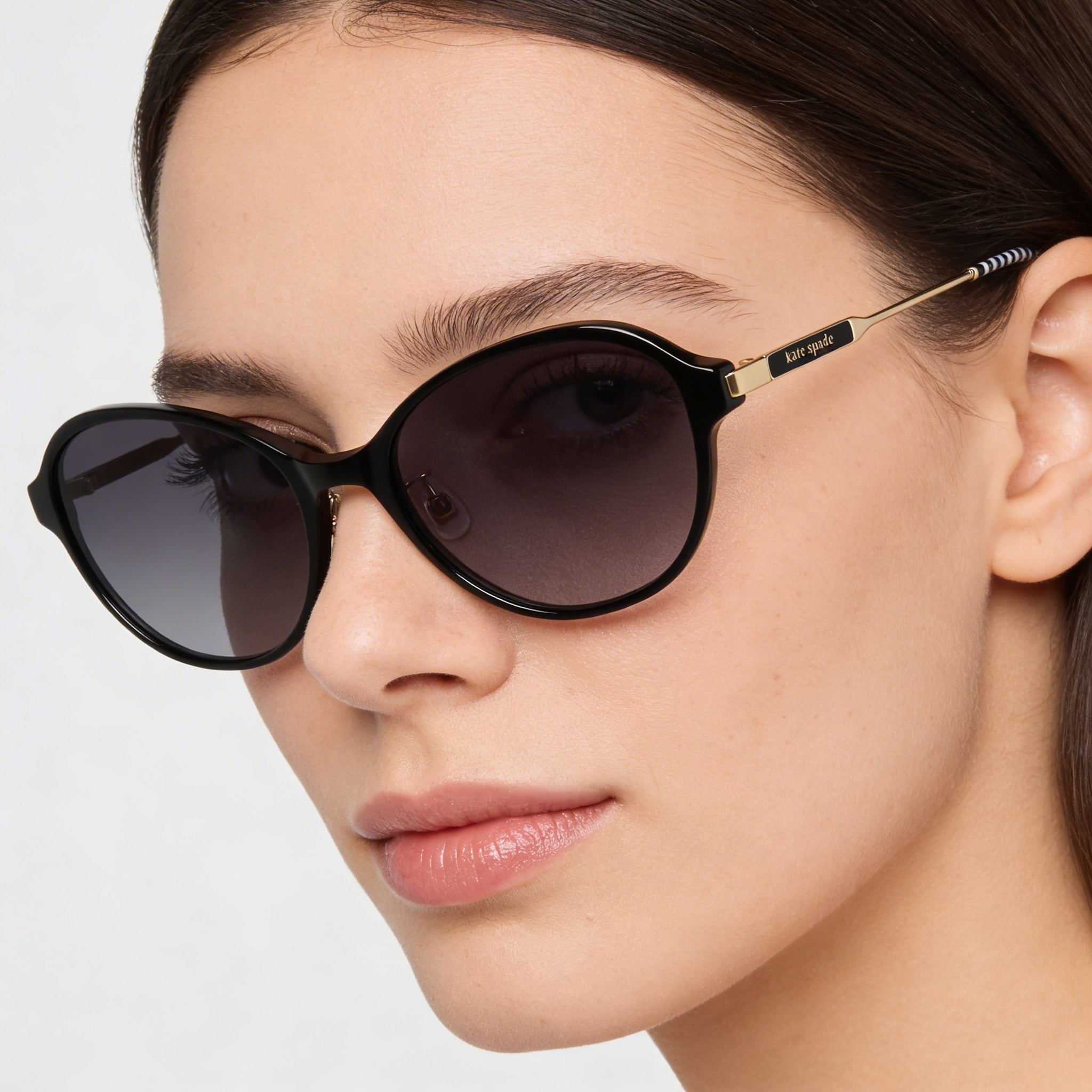 Kate Spade New York Casual Women's Black Acetate Frame Dark Grey Shaded Non-Polarized Sunglasses 56-19-140, Photo 4
