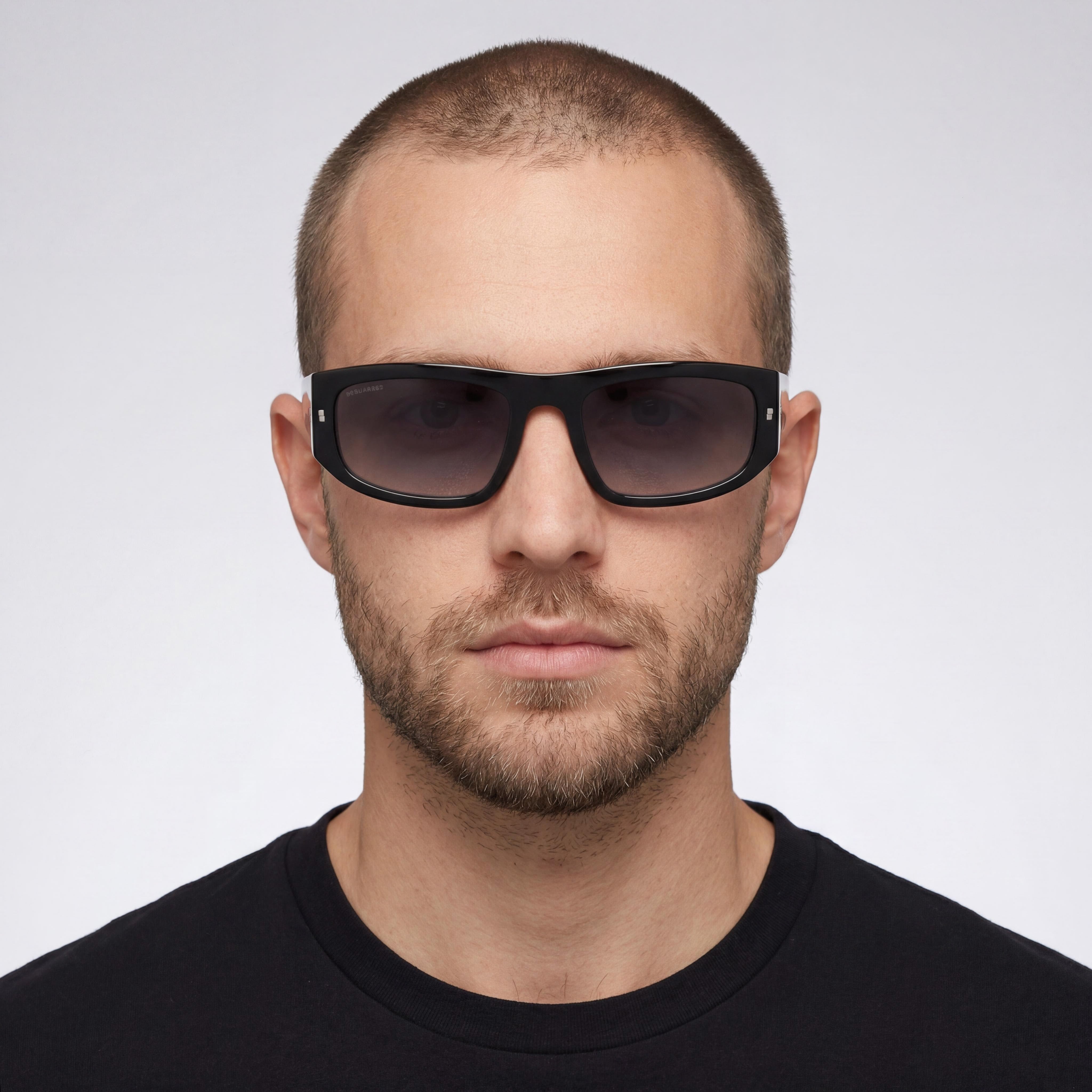 DSQUARED2 Casual Men's Black Acetate Frame Sunglasses with Dark Grey Shaded Polycarbonate Lenses 57mm Lens Width, Photo 5