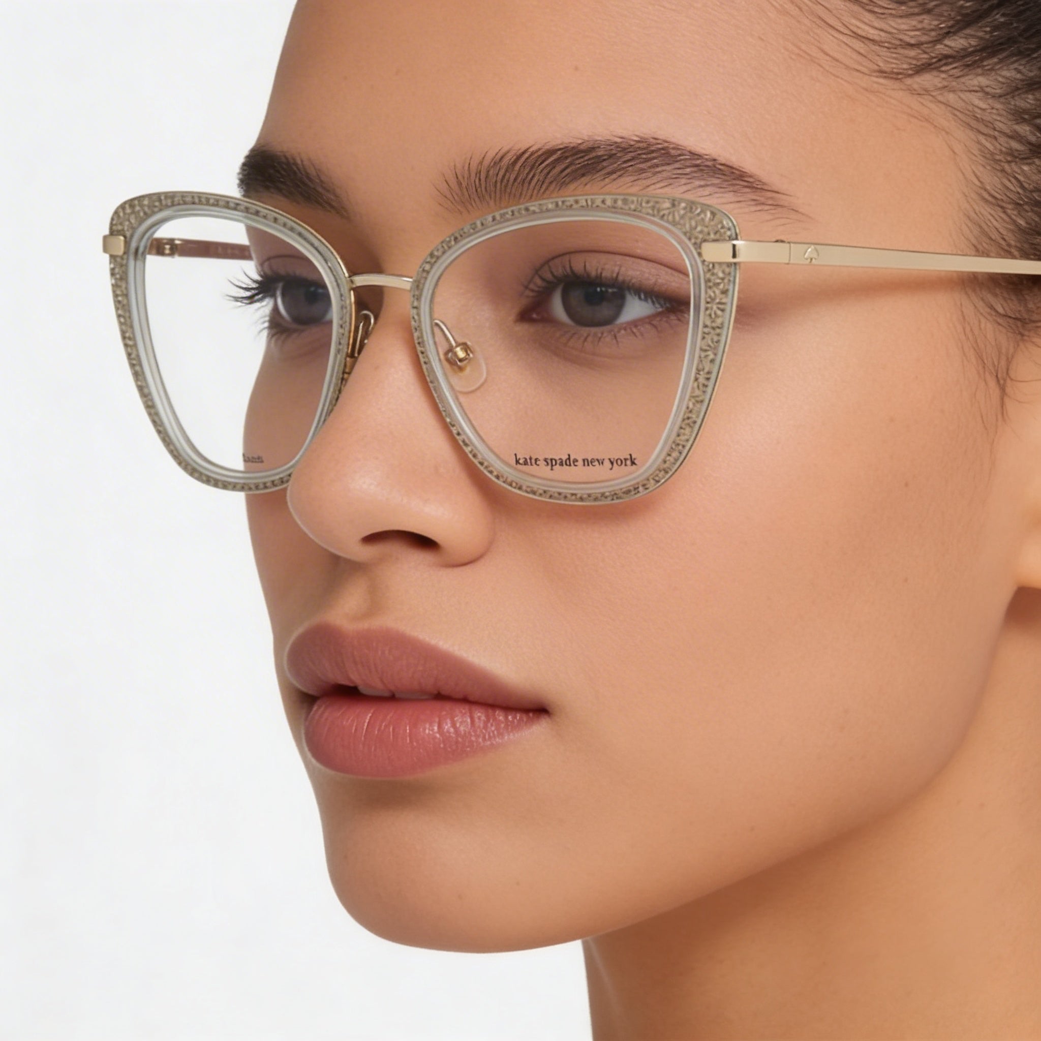 kate spade new york Gafas unisex de aleación de acero modernas verde transparente y dorado con lentes de policarbonato verde de 51 mm, Photo 4
