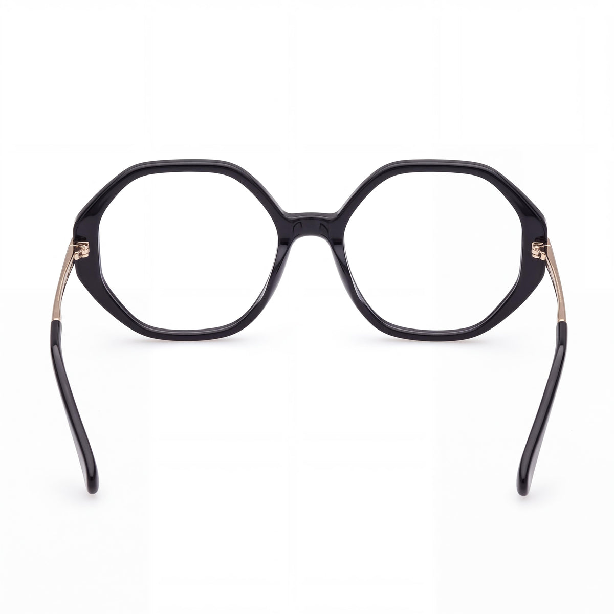 MaxMara Modern Unisex Pantographed Plastic Eyeglasses Black Pale Gold 54mm, Photo 4